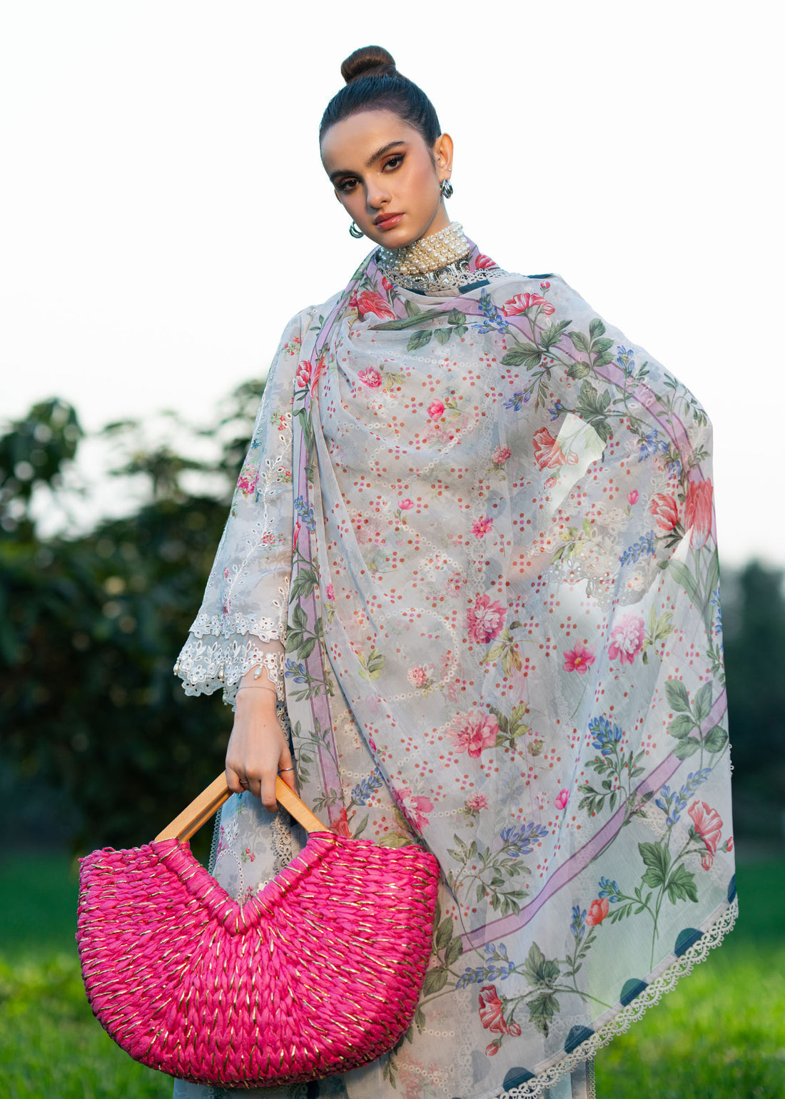 Sardinia | Printkari Lawn Edit 25 | Silver Bush