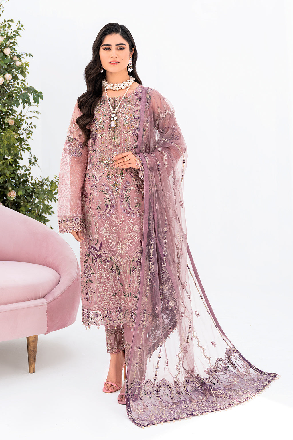 Ramsha | Minhal Organza Collection | M-804 - Official Ramsha - Agha Fabrics UK
