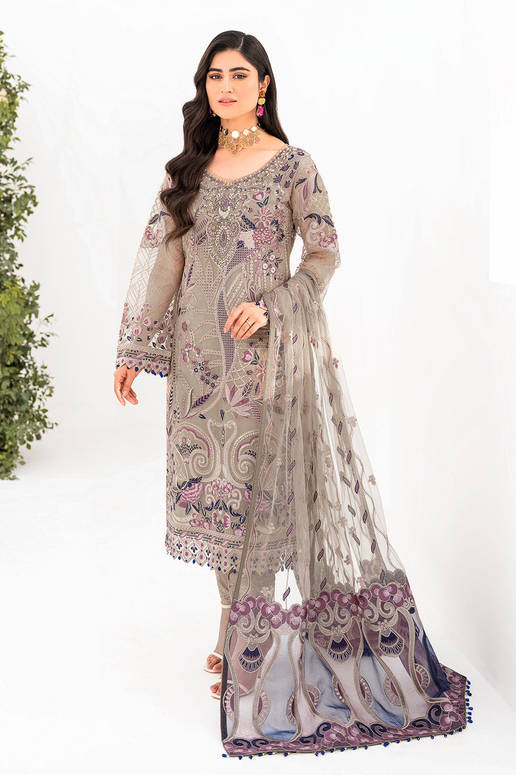 Ramsha | Minhal Organza Collection | M-809 - Official Ramsha - Agha Fabrics UK
