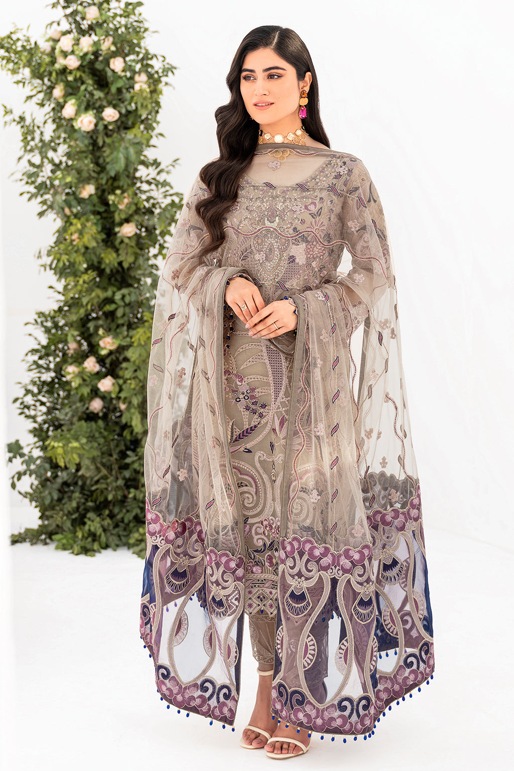 Ramsha | Minhal Organza Collection | M-809 - Official Ramsha - Agha Fabrics UK