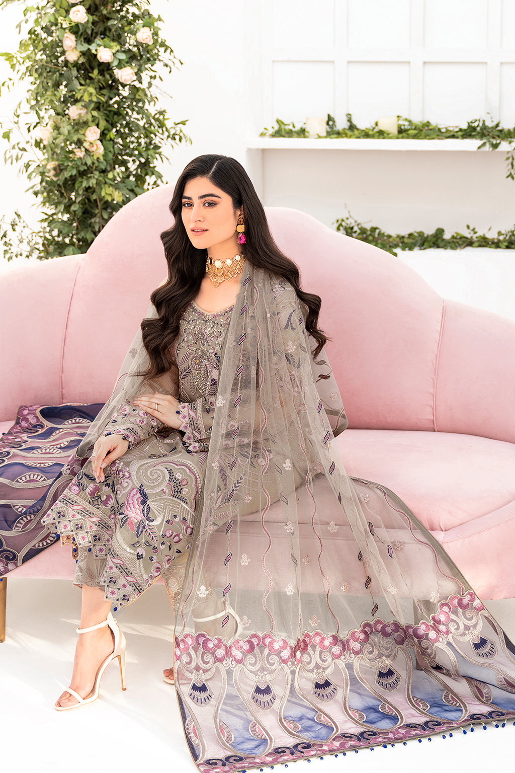 Ramsha | Minhal Organza Collection | M-809 - Official Ramsha - Agha Fabrics UK