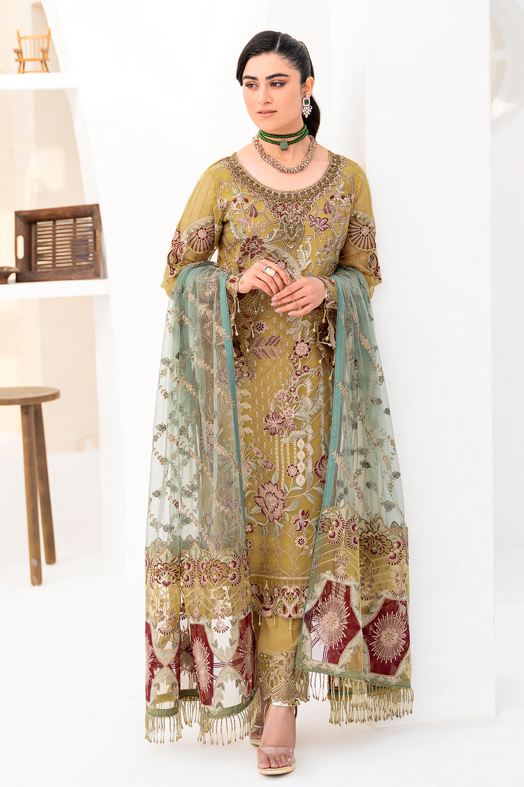 Ramsha | Minhal Organza Collection | M-805 - Official Ramsha - Agha Fabrics UK
