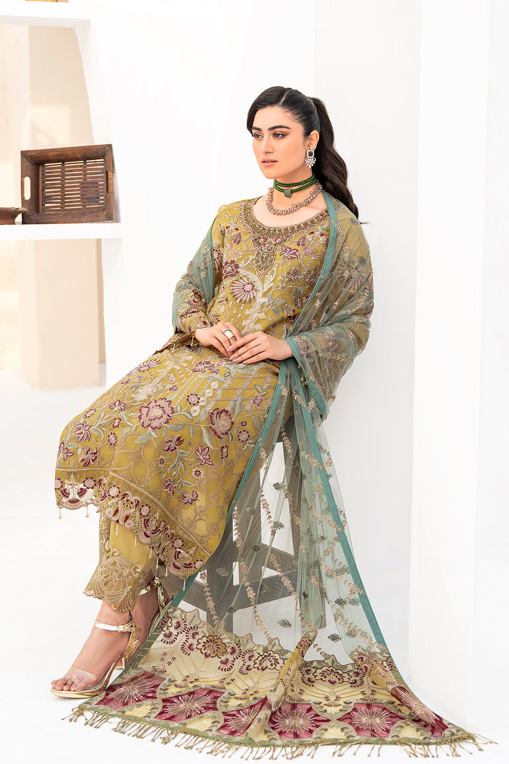 Ramsha | Minhal Organza Collection | M-805 - Official Ramsha - Agha Fabrics UK