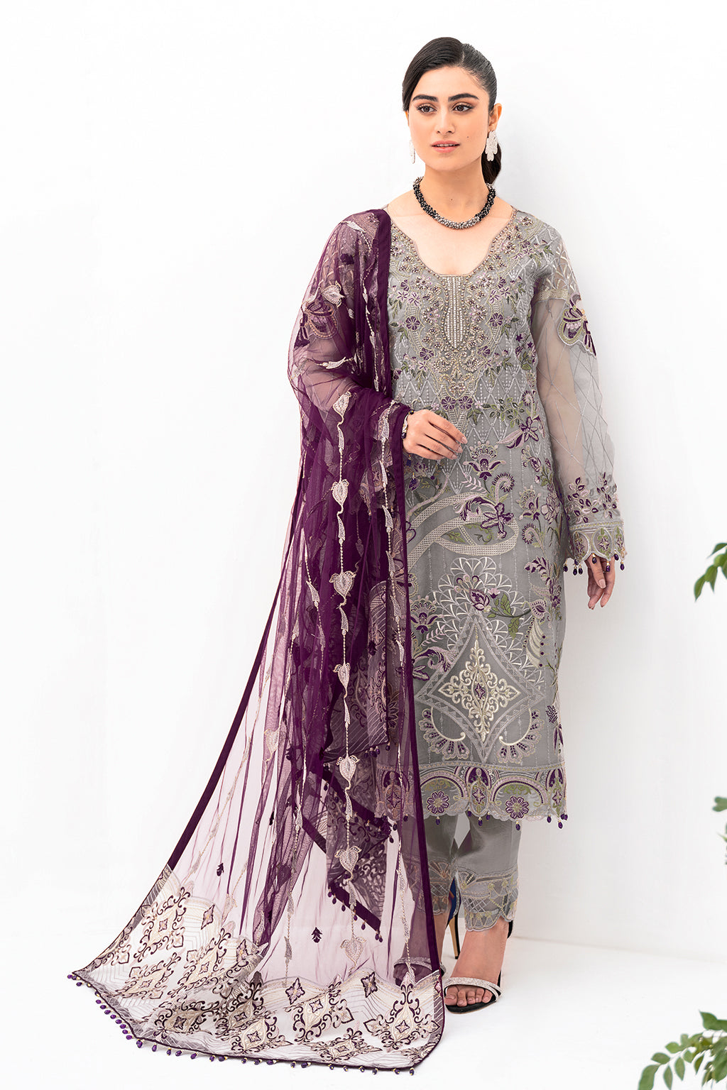 Ramsha | Minhal Organza Collection | M-801 - Official Ramsha - Agha Fabrics UK