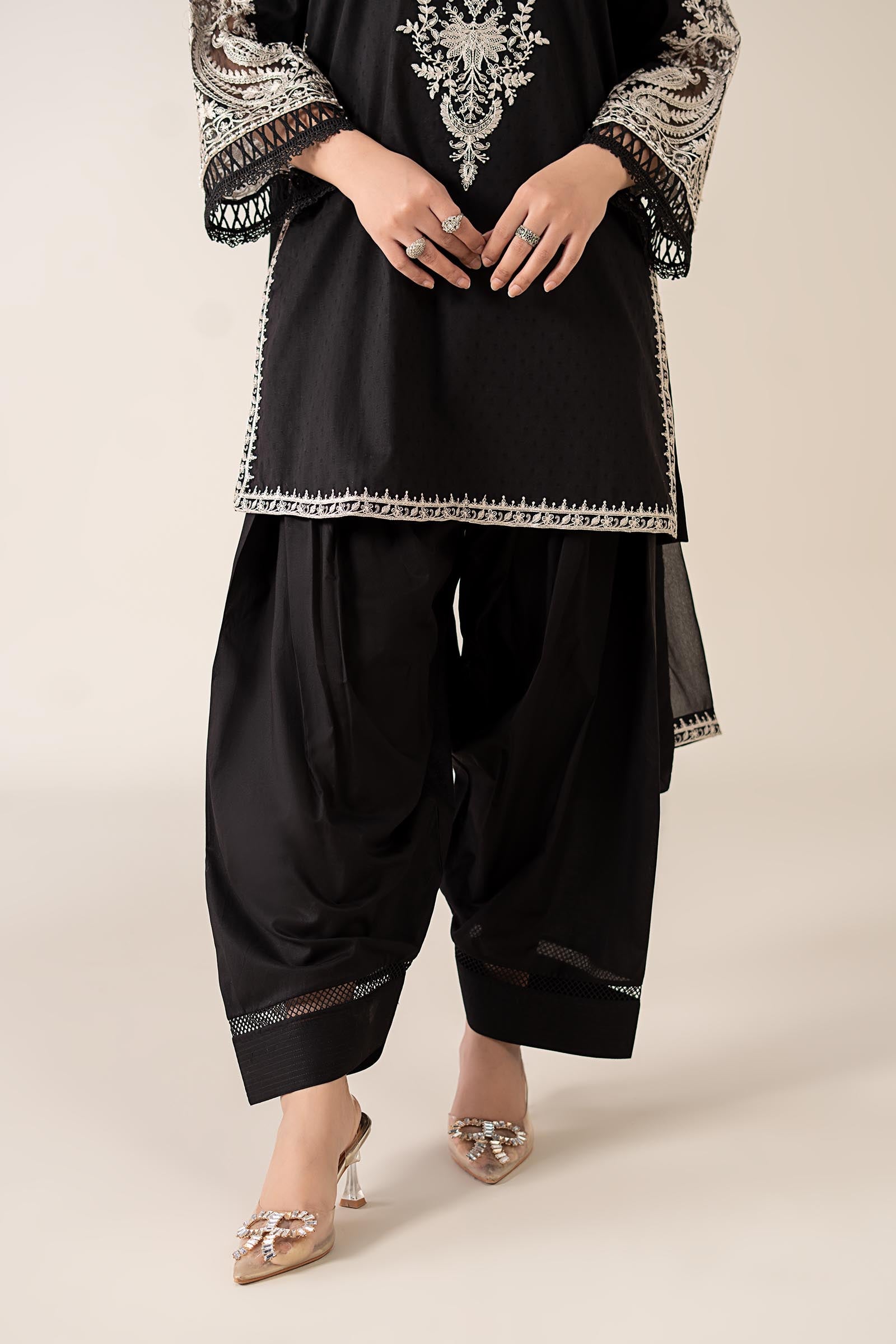 Maria B | Pre Fall Dresses | 3 Piece Embroidered Dobby Suit Black4 - Official Maria B - Agha Fabrics UK