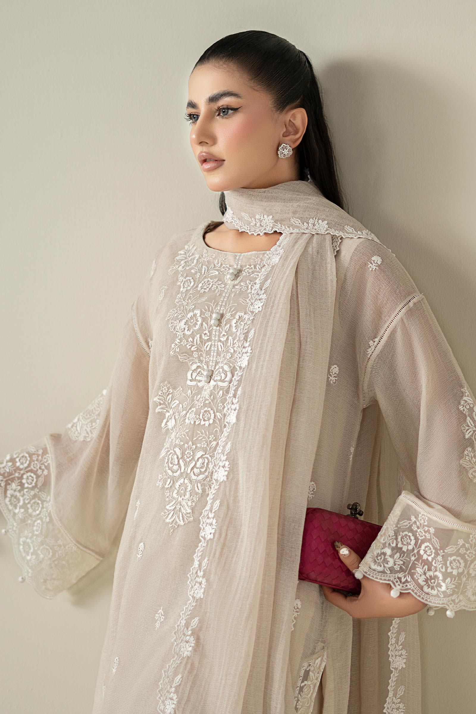 Maria B | Pre Fall Dresses | 3 Piece Embroidered Cotton Net Suit QQ - Official Maria B - Agha Fabrics UK