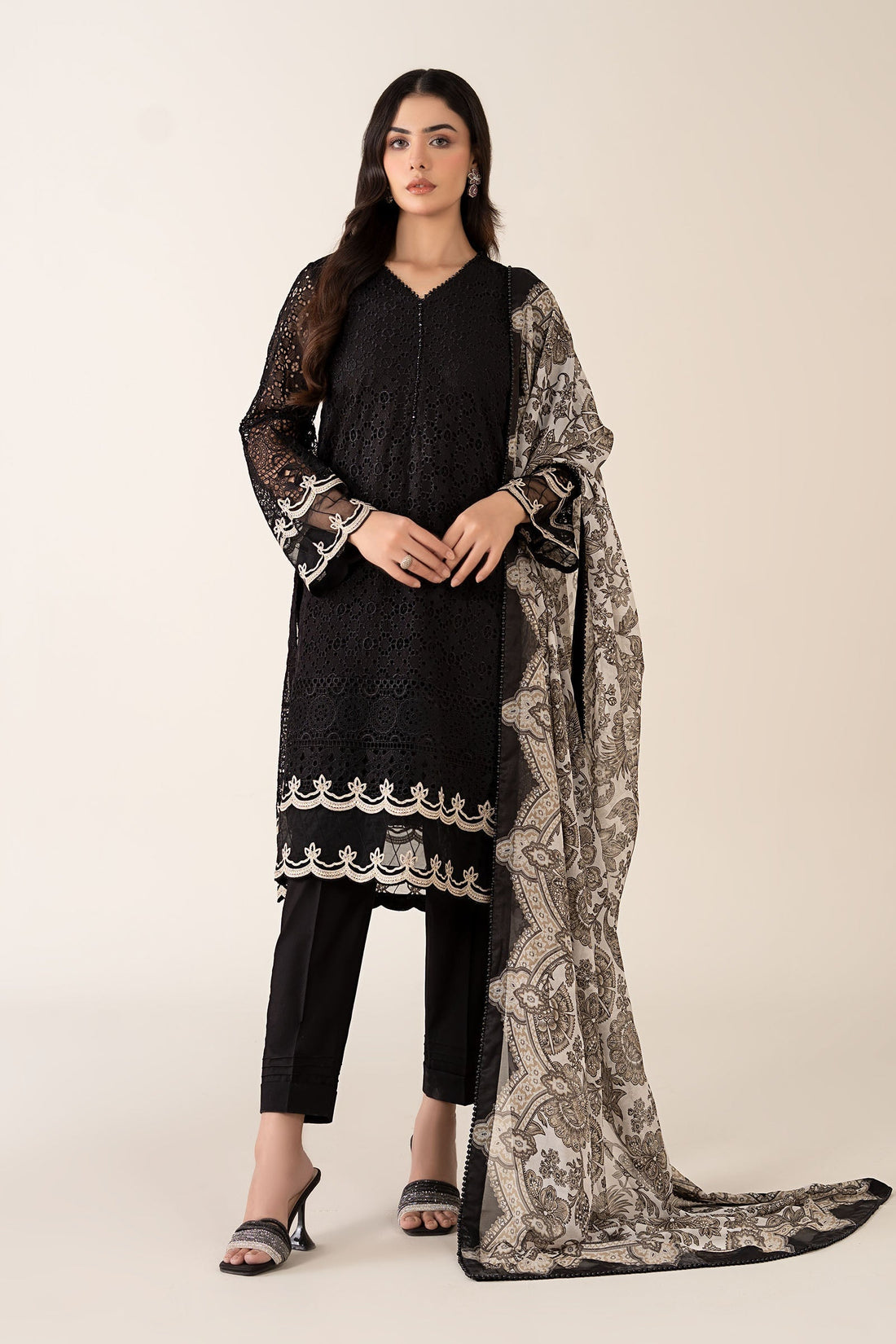 Maria B | Pre Fall Dresses | 3 Piece Embroidered Chiffon Suit BB - Official Maria B - Agha Fabrics UK