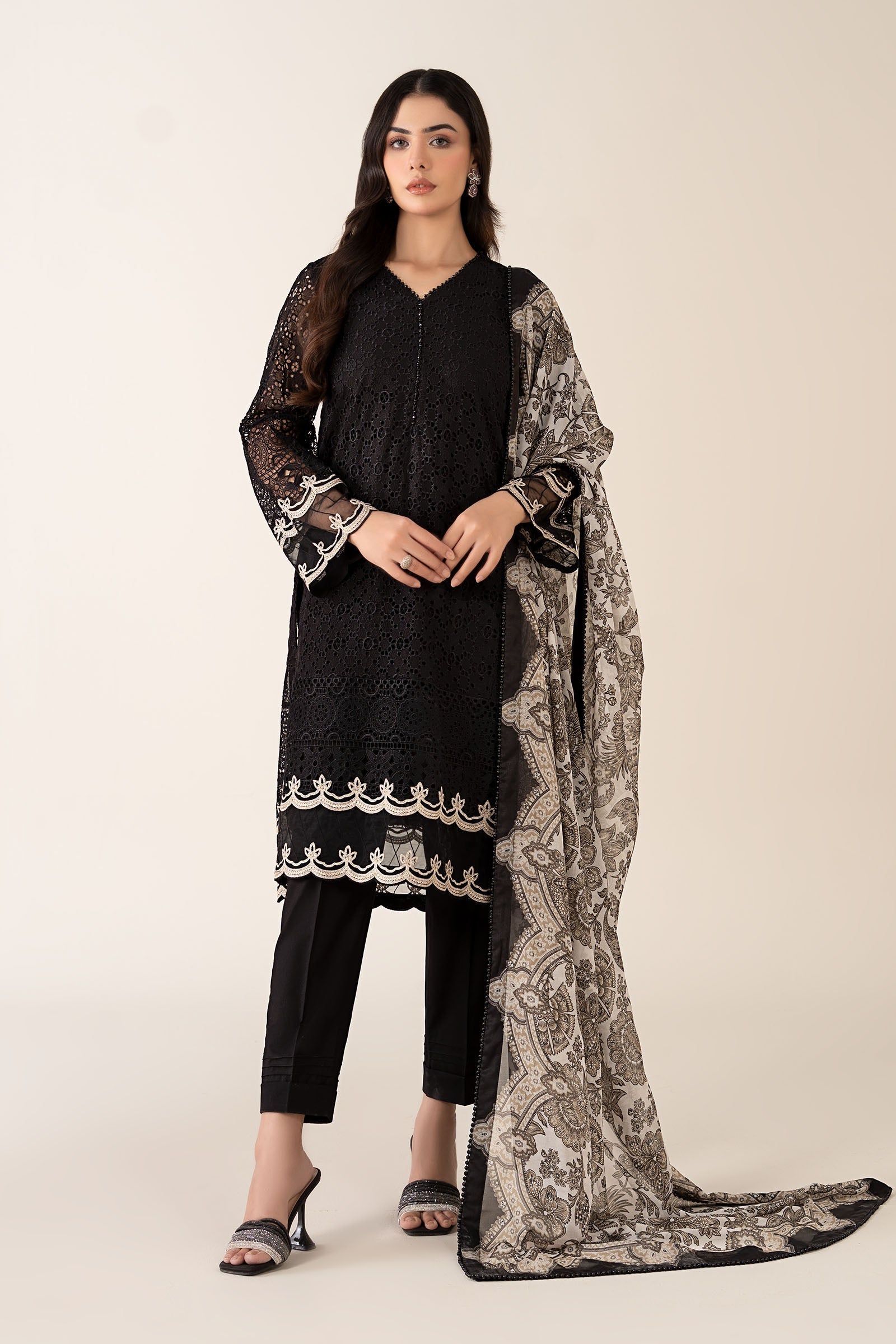 Maria B | Pre Fall Dresses | 3 Piece Embroidered Chiffon Suit BB - Official Maria B - Agha Fabrics UK