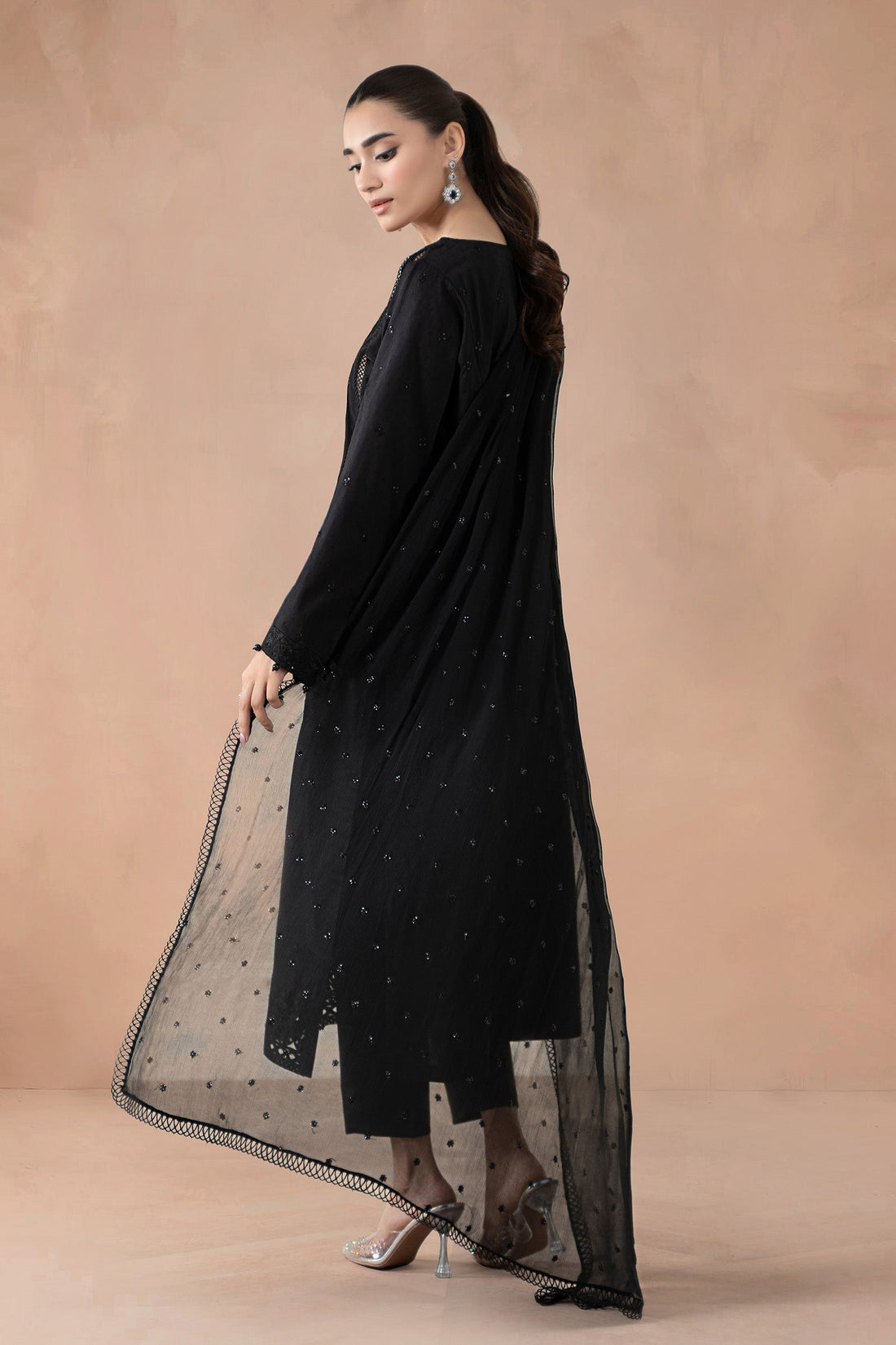 Maria B | Pre Fall Dresses | 3 Piece Embroidered Self Jacquard Suit Black1 - Official Maria B - Agha Fabrics UK