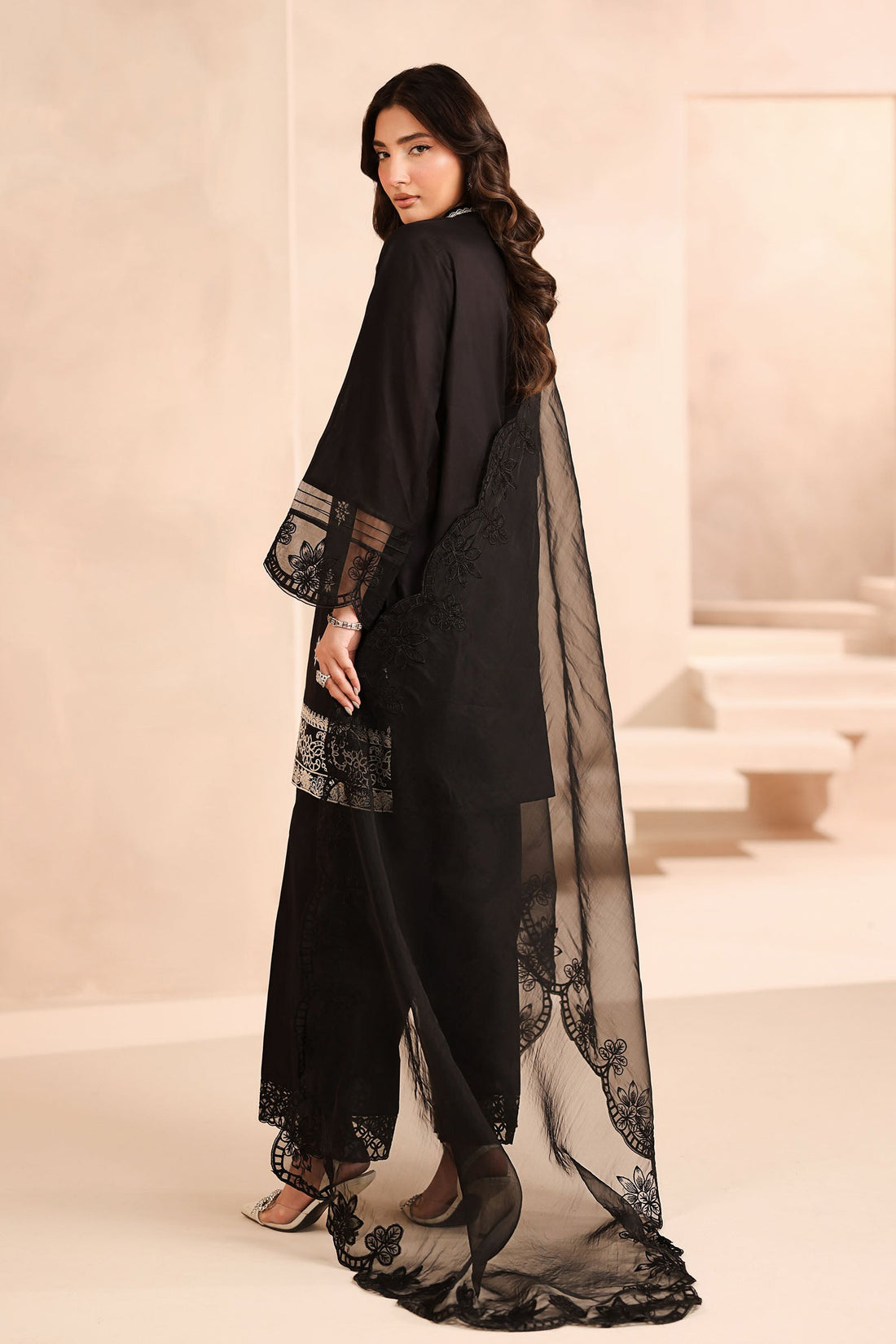 Maria B | Pre Fall Dresses | 3 Piece Embroidered Lawn Suit Black - Official Maria B - Agha Fabrics UK