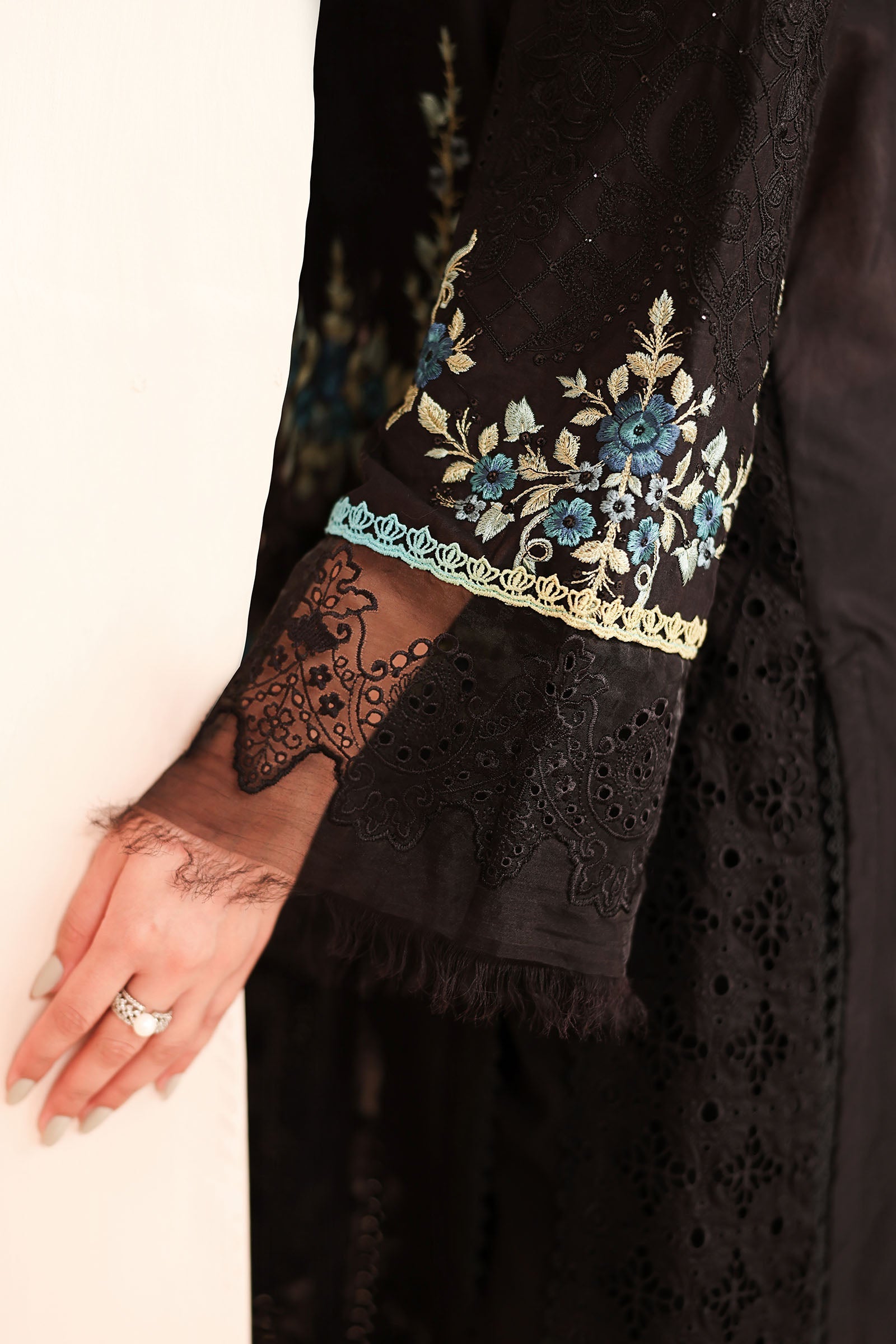 Maria B | Pre Fall Dresses | 3 Piece Embroidered Lawn Suit Black - Official Maria B - Agha Fabrics UK