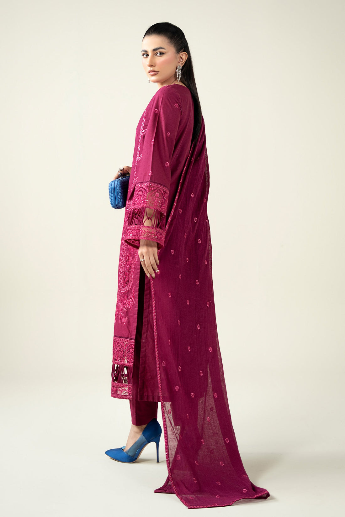 Maria B | Pre Fall Dresses | 3 Piece Embroidered Dobby Suit PP - Official Maria B - Agha Fabrics UK