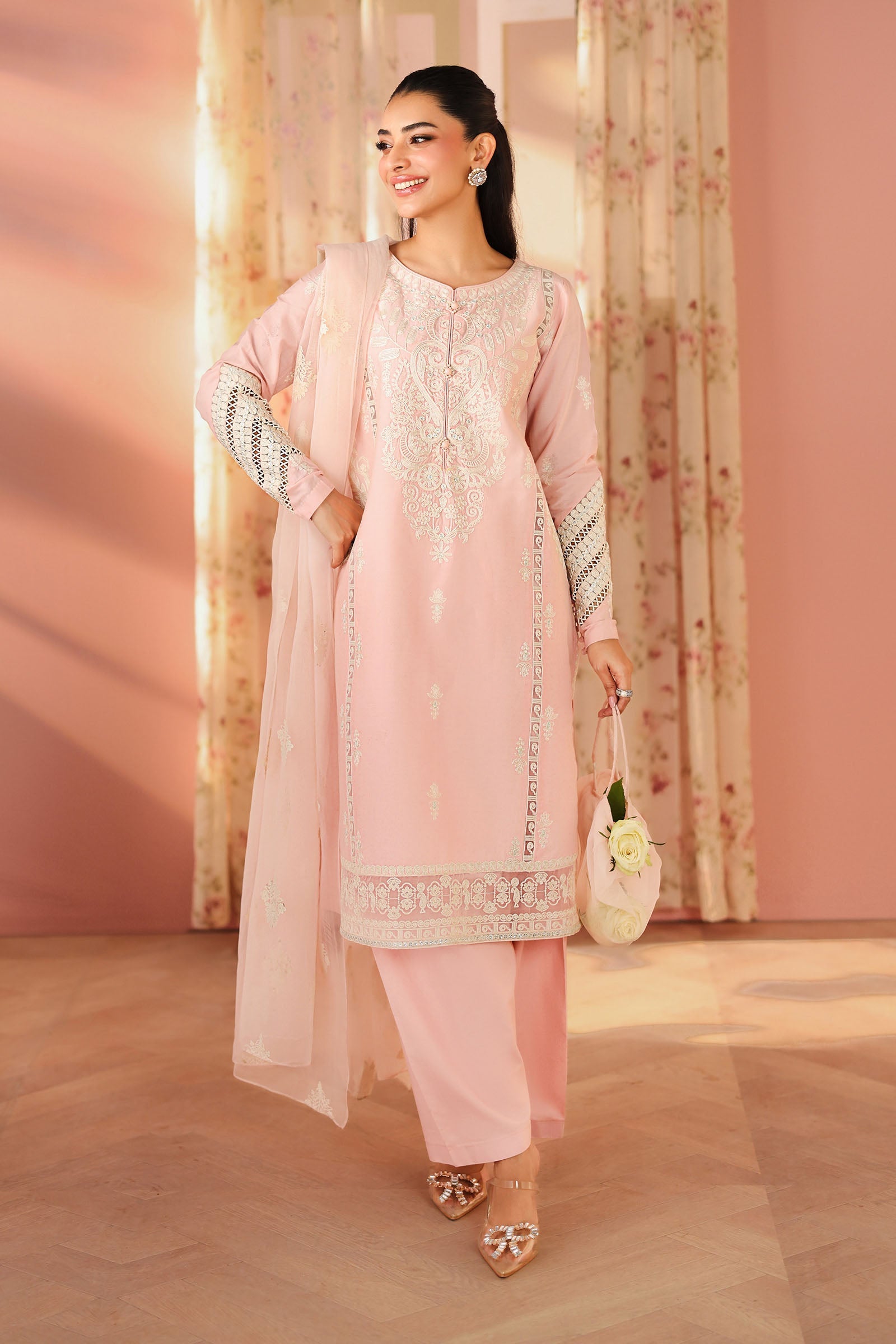 Maria B | Pre Fall Dresses | 3 Piece Embroidered Dobby Suit DD - Official Maria B - Agha Fabrics UK