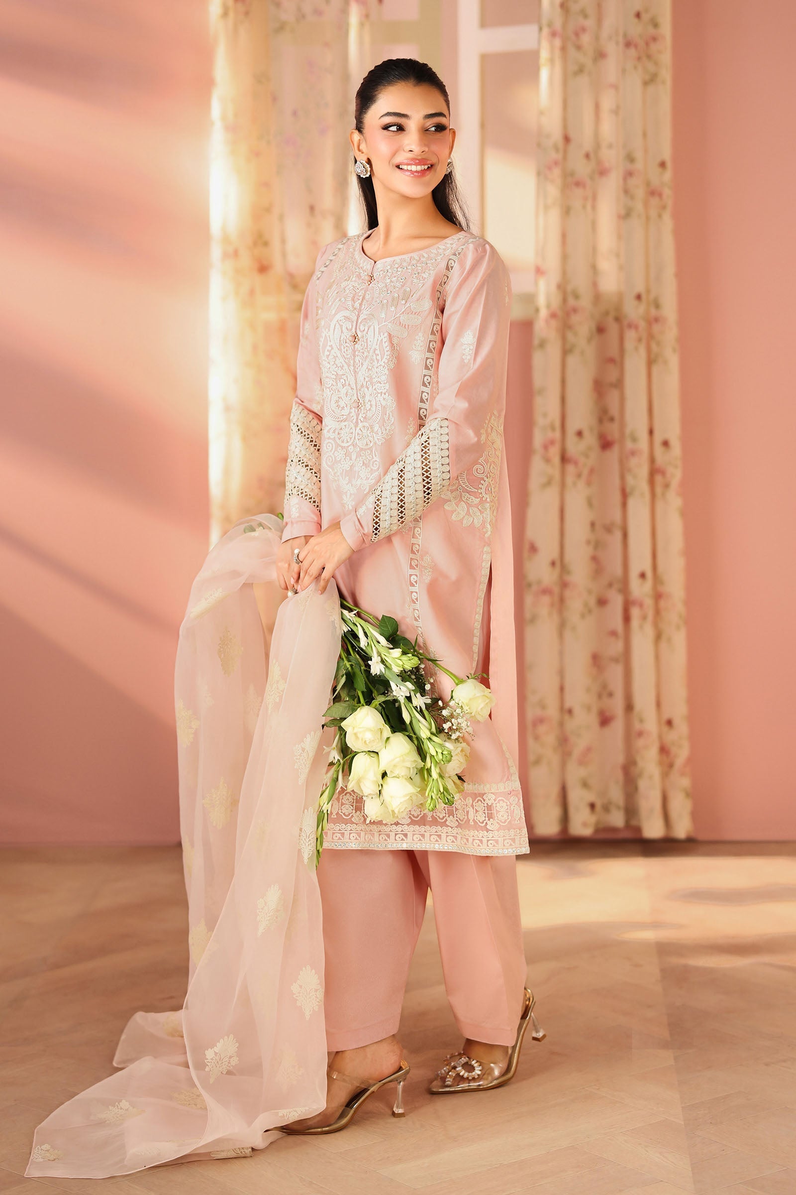 Maria B | Pre Fall Dresses | 3 Piece Embroidered Dobby Suit DD - Official Maria B - Agha Fabrics UK