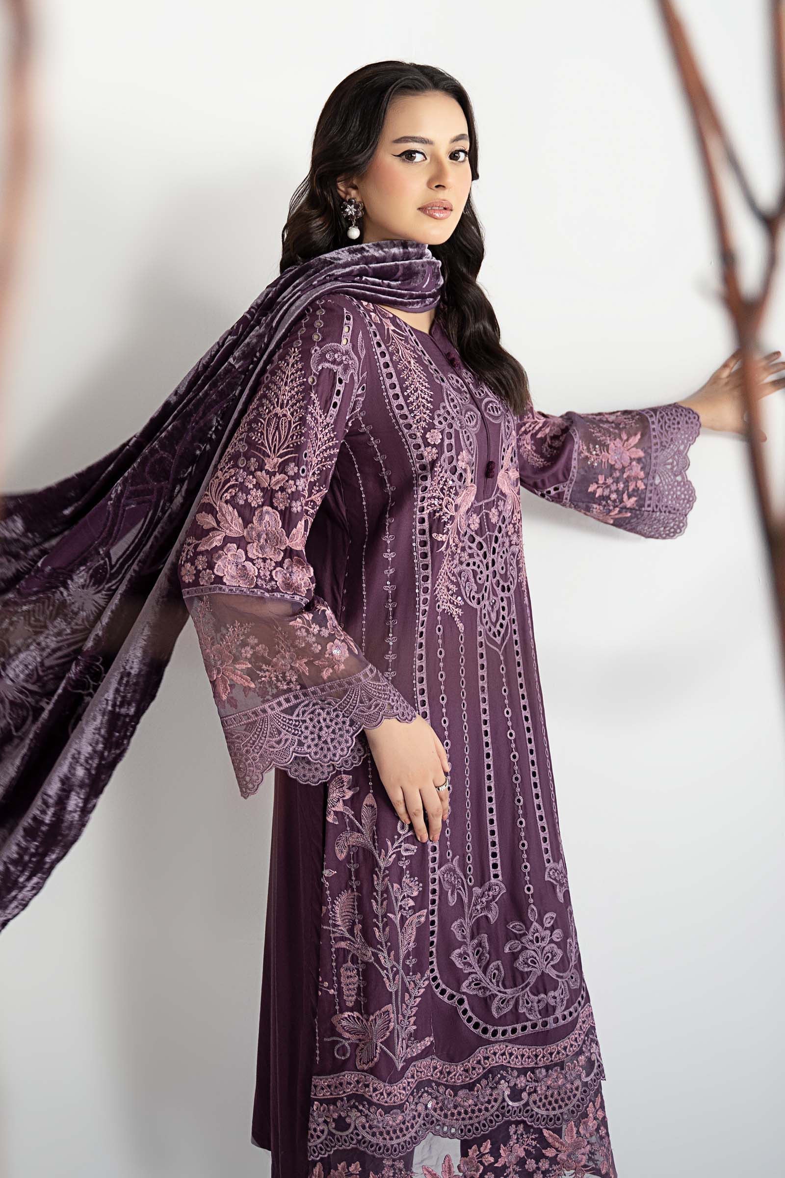 Maria B | Pre Fall Dresses | 3 Piece Embroidered Linen Suit ZD - Official Maria B - Agha Fabrics UK