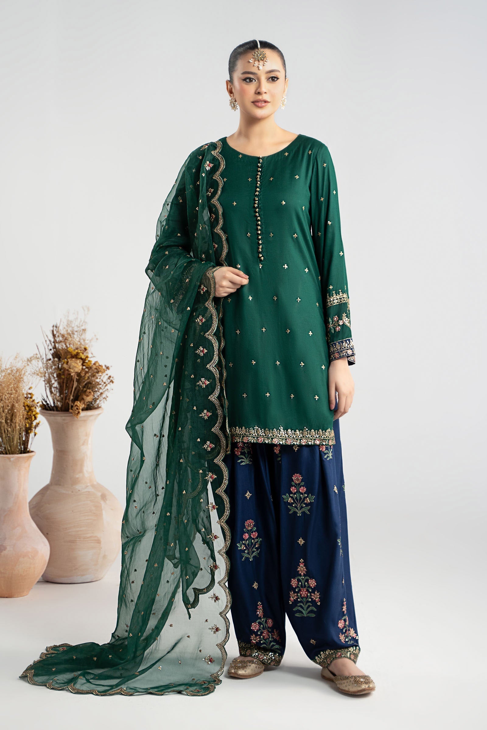 Maria B | Pre Fall Dresses | 3 Piece Embroidered Linen Suit ZC - Official Maria B - Agha Fabrics UK