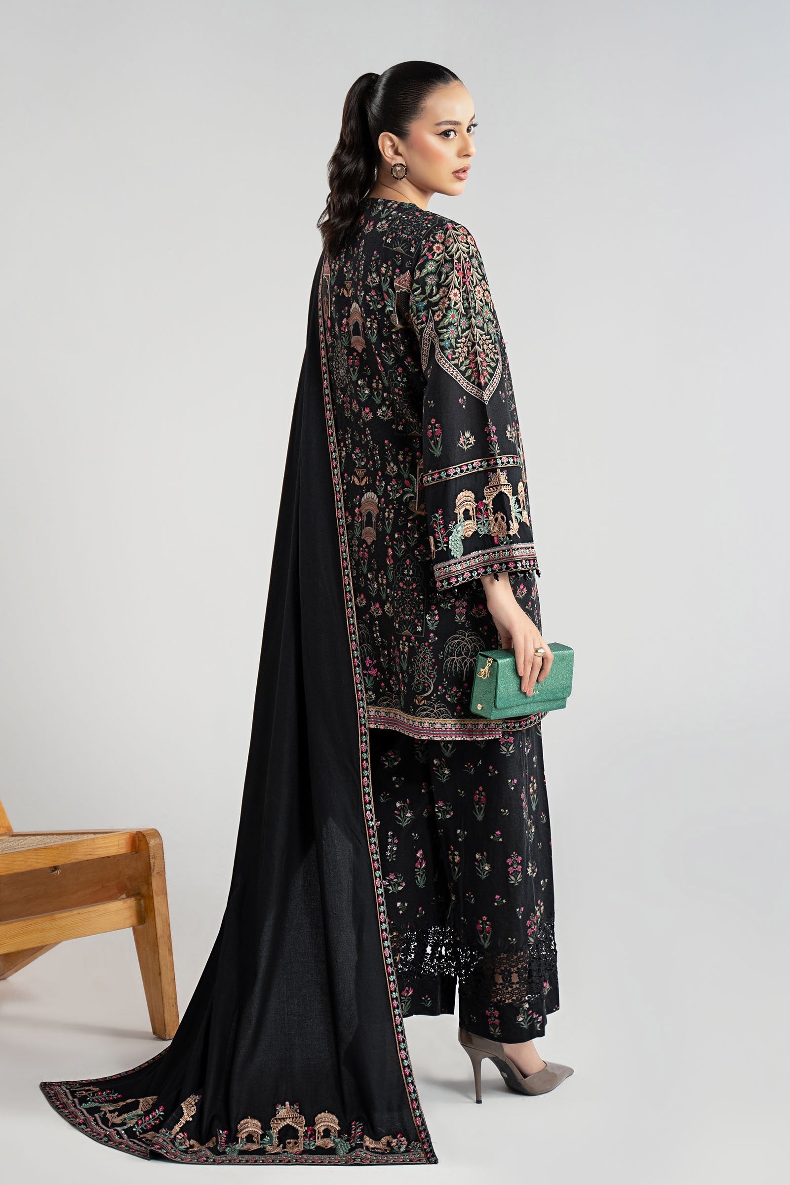 Maria B | Pre Fall Dresses | 3 Piece Embroidered Khaddar Suit ZF - Official Maria B - Agha Fabrics UK