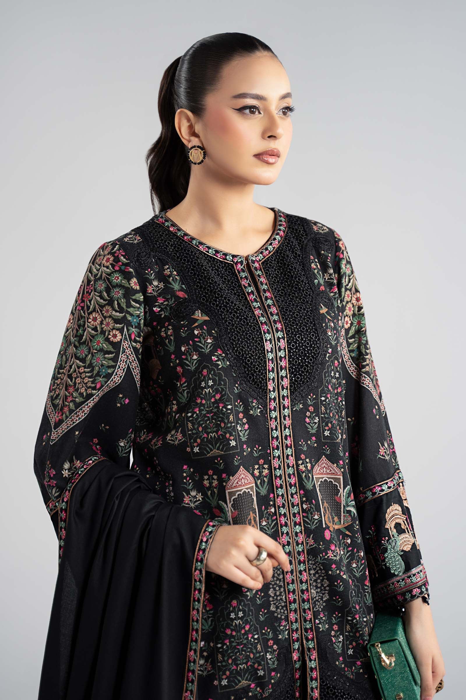Maria B | Pre Fall Dresses | 3 Piece Embroidered Khaddar Suit ZF - Official Maria B - Agha Fabrics UK