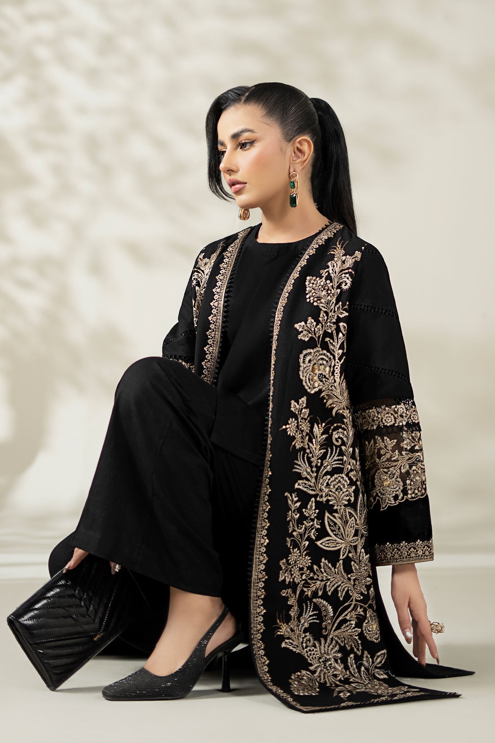 Maria B | Pre Fall Dresses | 3 Piece Embroidered Khaddar Suit ZG - Official Maria B - Agha Fabrics UK