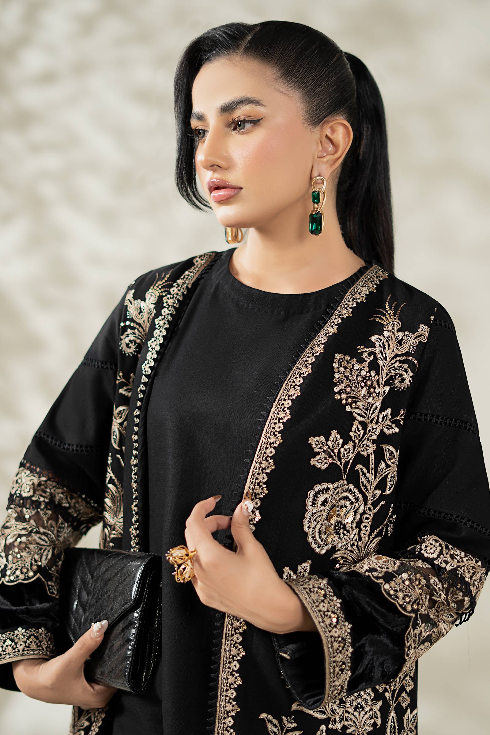 Maria B | Pre Fall Dresses | 3 Piece Embroidered Khaddar Suit ZG - Official Maria B - Agha Fabrics UK