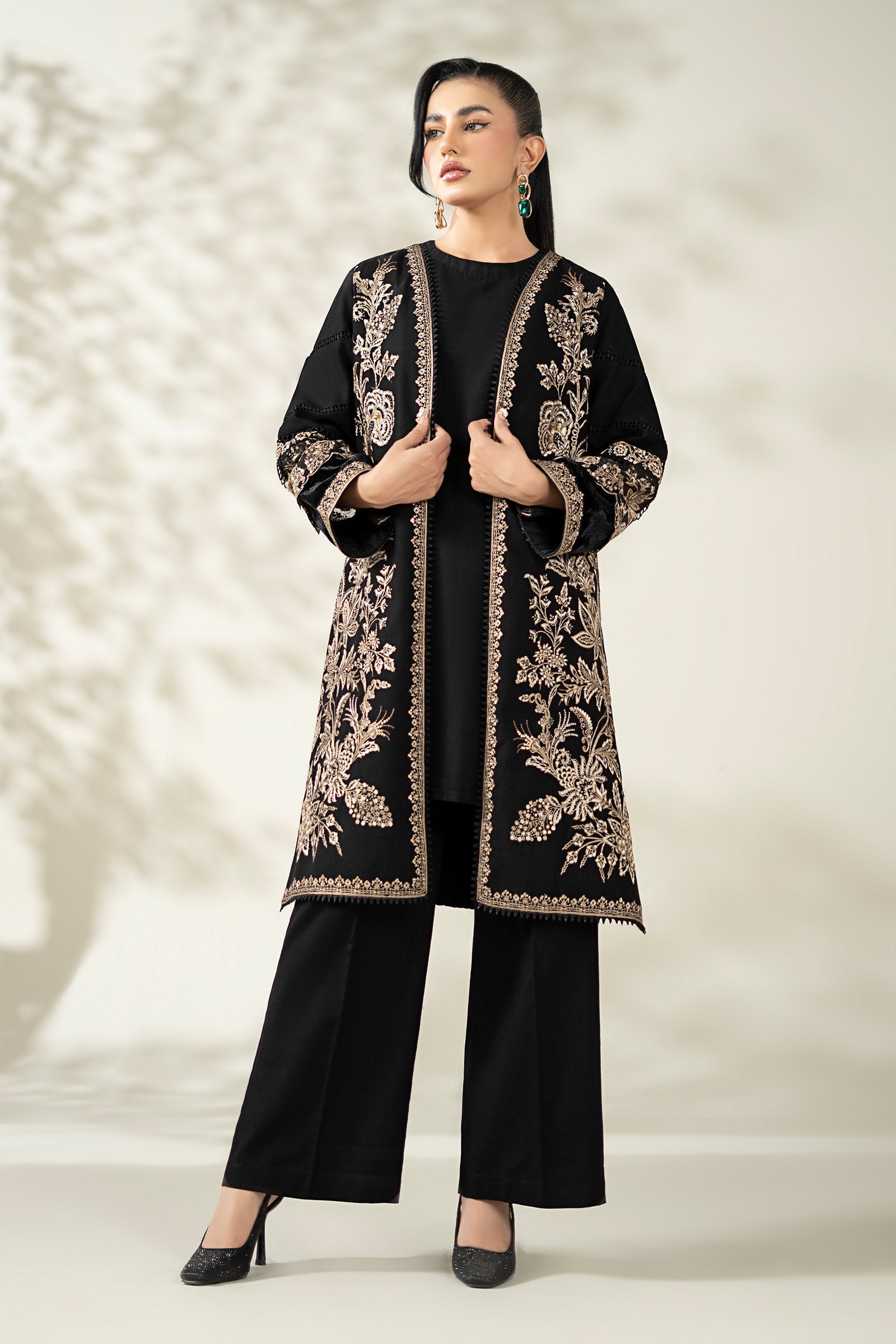 Maria B | Pre Fall Dresses | 3 Piece Embroidered Khaddar Suit ZG - Official Maria B - Agha Fabrics UK
