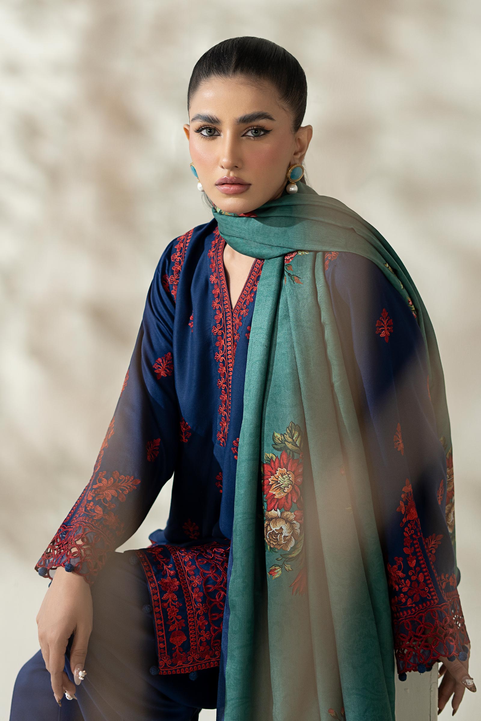 Maria B | Pre Fall Dresses | 3 Piece Embroidered Marina Suit WW - Official Maria B - Agha Fabrics UK