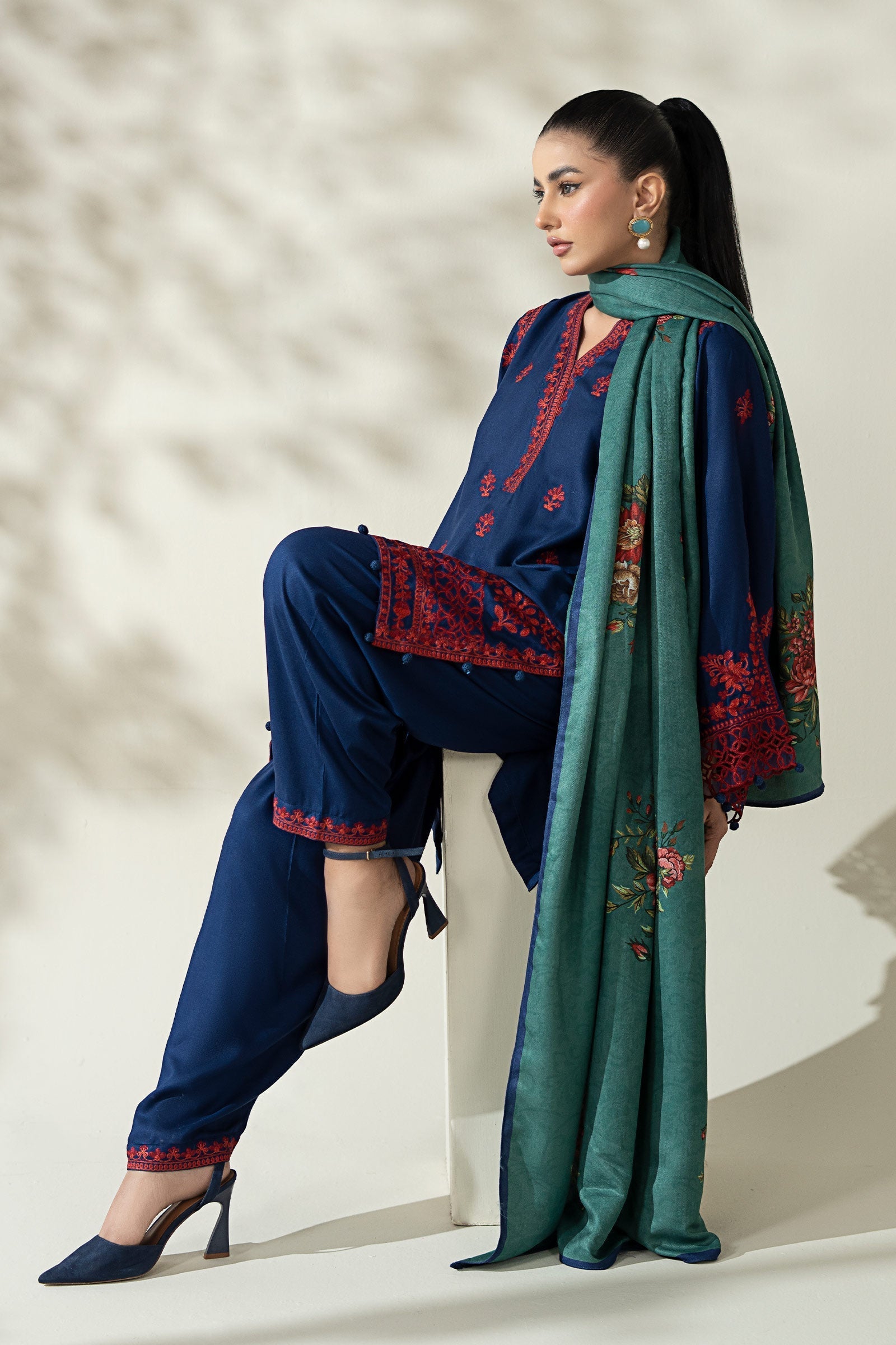 Maria B | Pre Fall Dresses | 3 Piece Embroidered Marina Suit WW - Official Maria B - Agha Fabrics UK