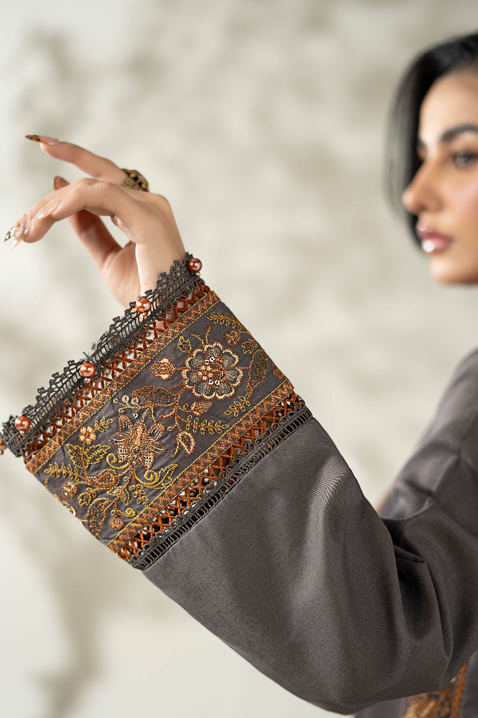 Maria B | Pre Fall Dresses | 3 Piece Embroidered Khaddar Suit ZZ - Official Maria B - Agha Fabrics UK