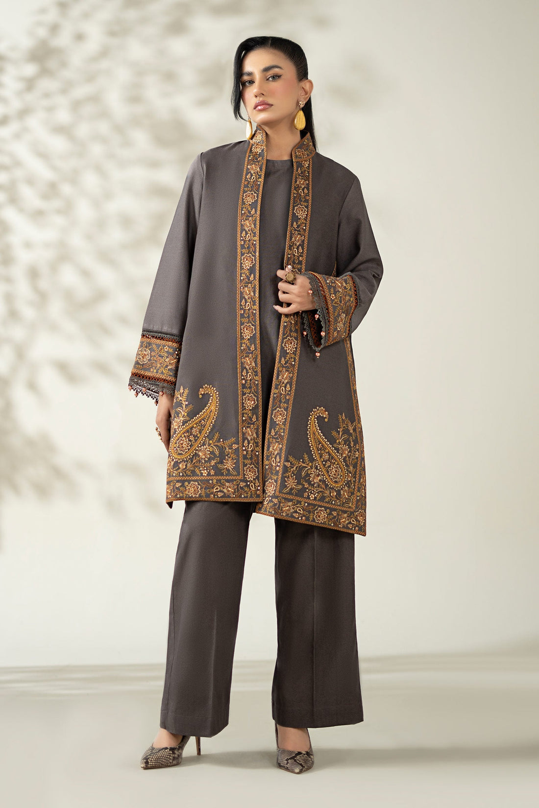 Maria B | Pre Fall Dresses | 3 Piece Embroidered Khaddar Suit ZZ - Official Maria B - Agha Fabrics UK