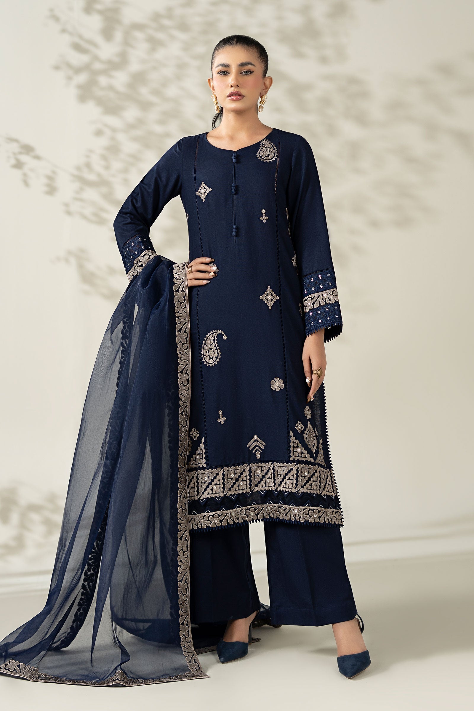 Maria B | Pre Fall Dresses | 3 Piece Embroidered Marina Suit ZX - Official Maria B - Agha Fabrics UK