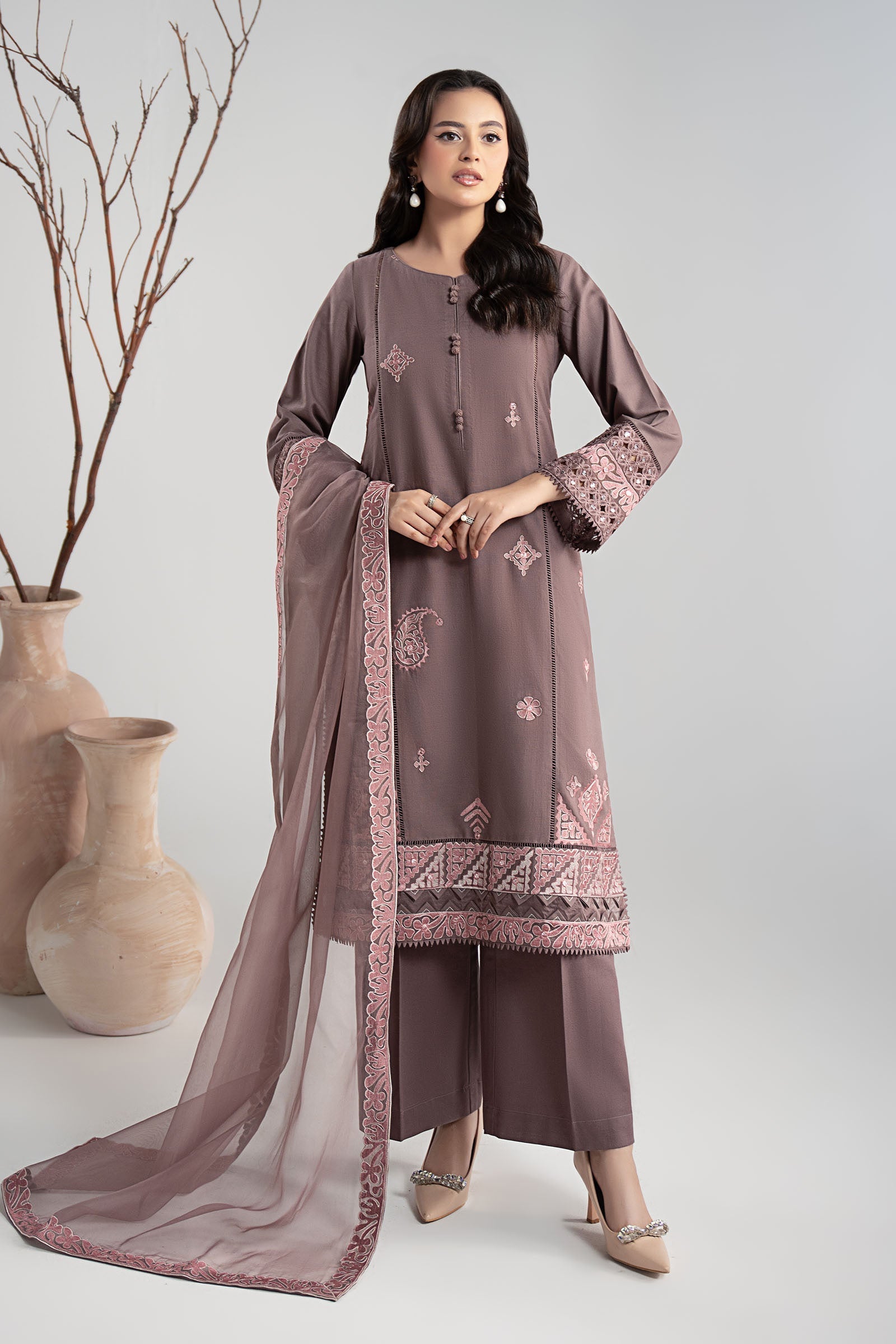 Maria B | Luxury Winter Pret 25 | DW-W25-54-Peachy Pink