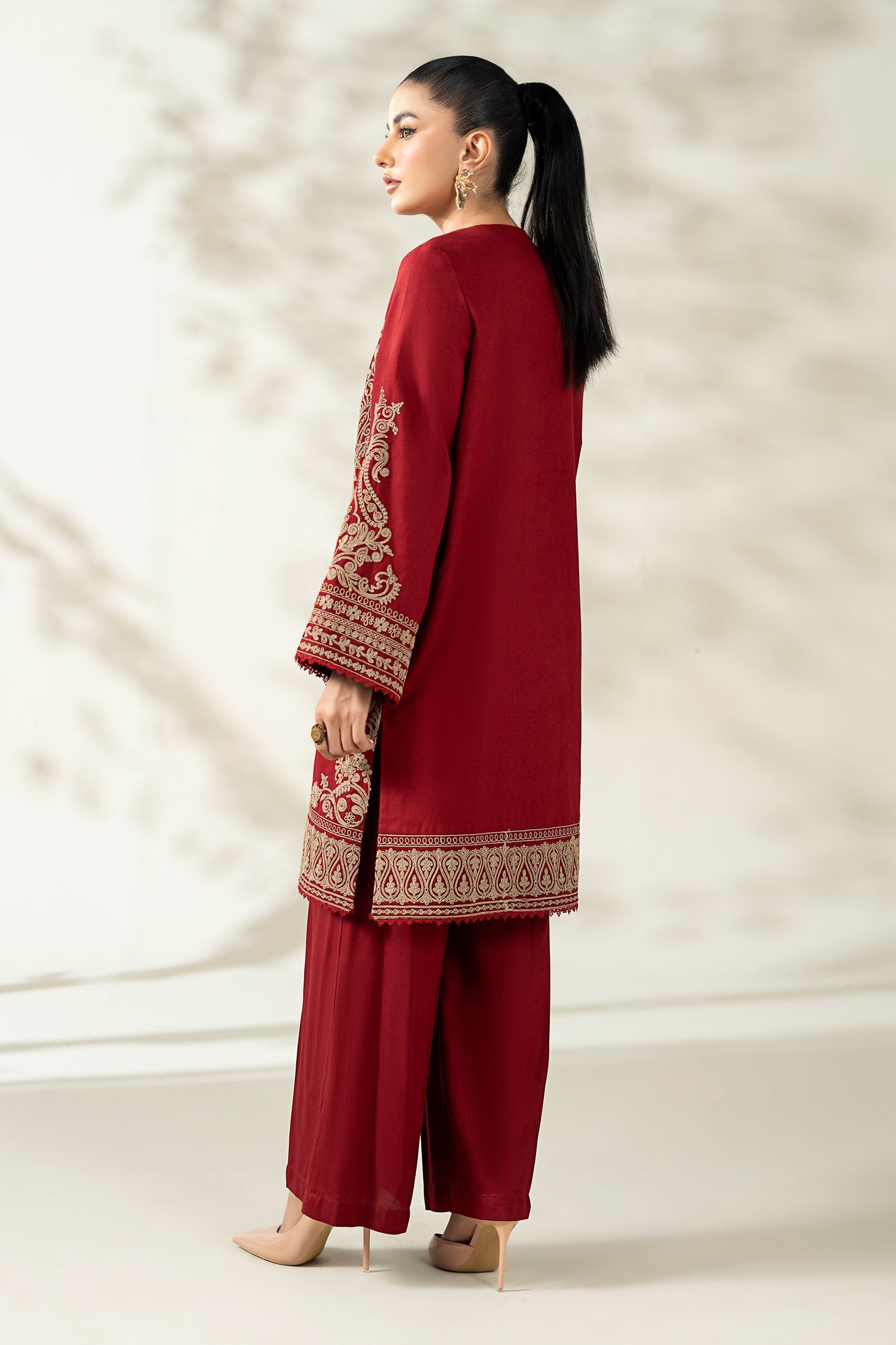 Maria B | Pre Fall Dresses | 3 Piece Embroidered Khaddar Suit ZB - Official Maria B - Agha Fabrics UK