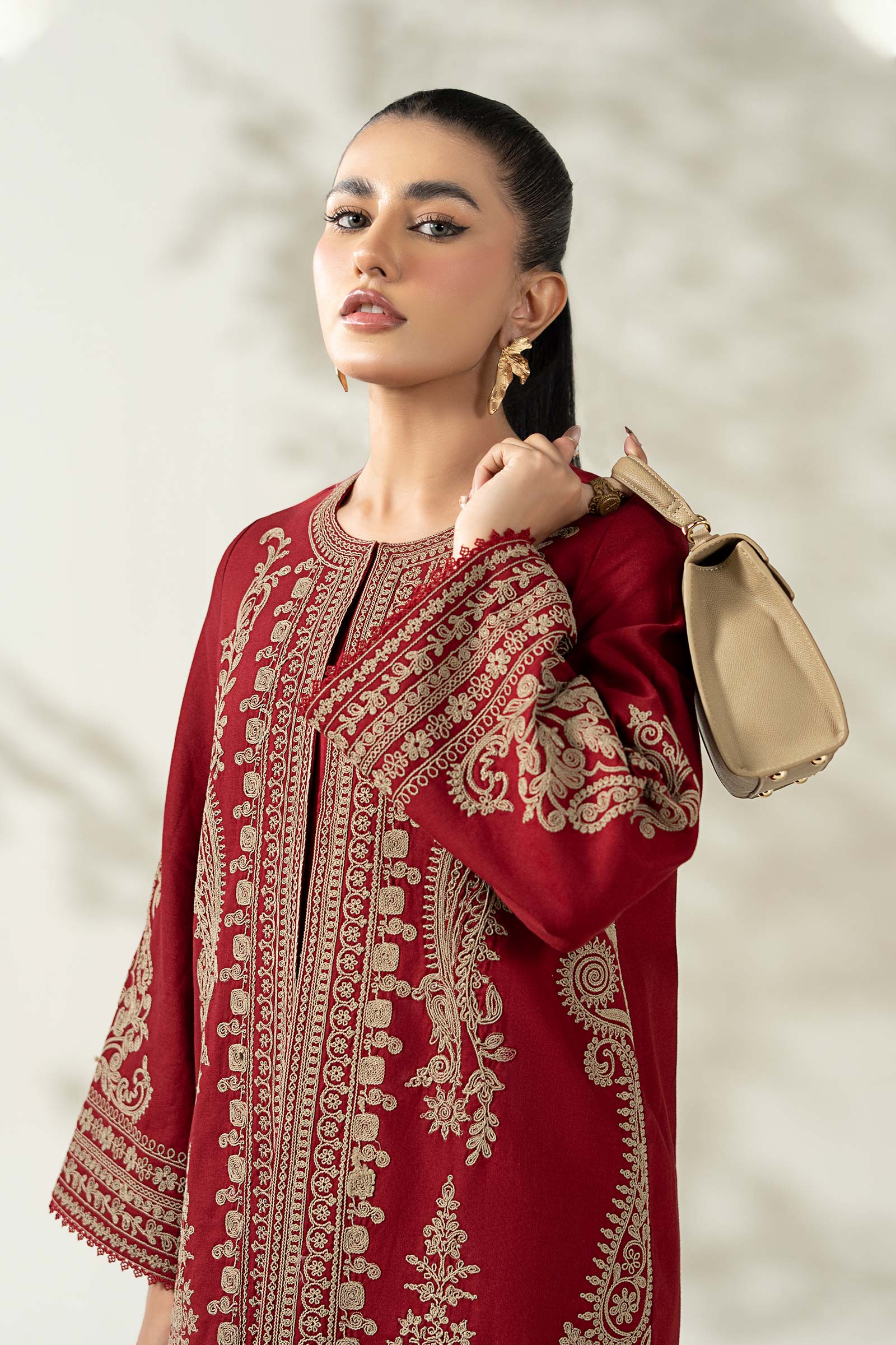 Maria B | Pre Fall Dresses | 3 Piece Embroidered Khaddar Suit ZB - Official Maria B - Agha Fabrics UK