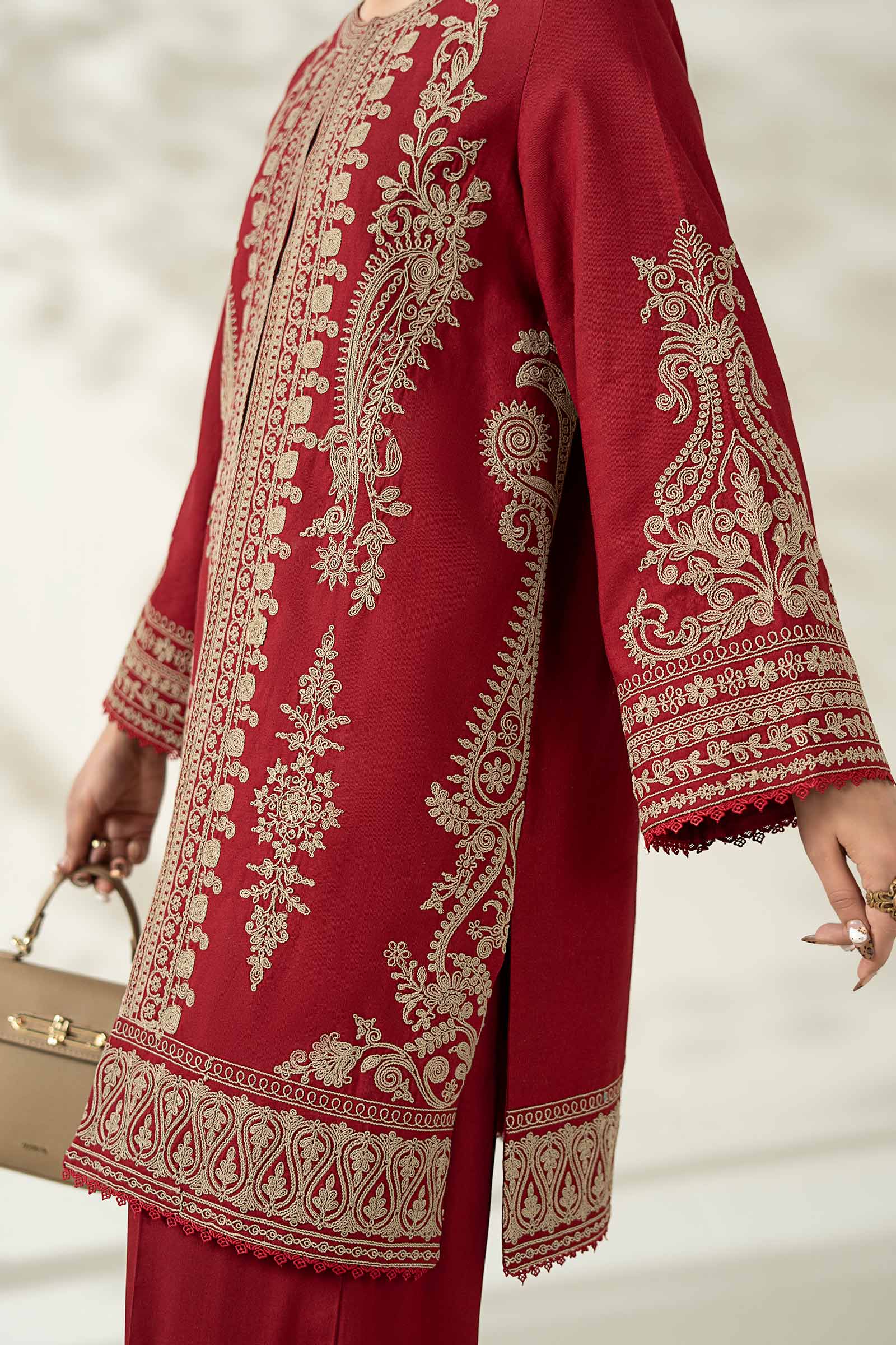 Maria B | Pre Fall Dresses | 3 Piece Embroidered Khaddar Suit ZB - Official Maria B - Agha Fabrics UK