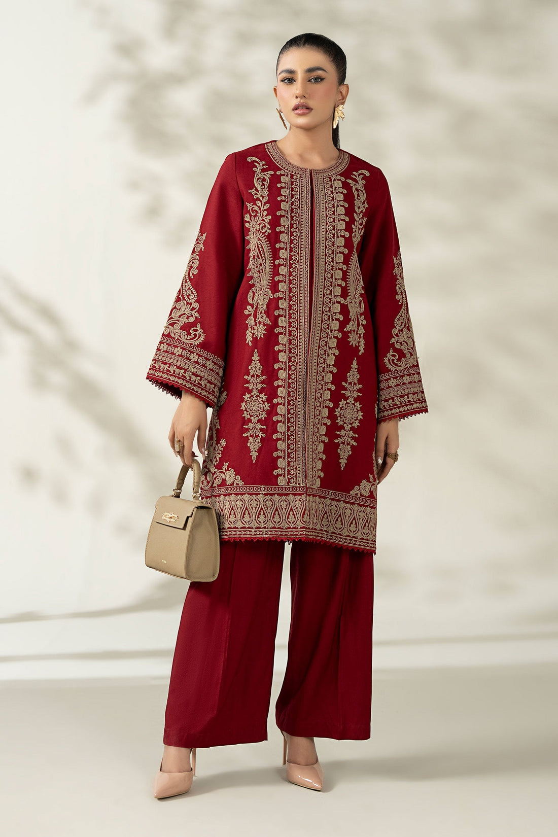 Maria B | Pre Fall Dresses | 3 Piece Embroidered Khaddar Suit ZB - Official Maria B - Agha Fabrics UK