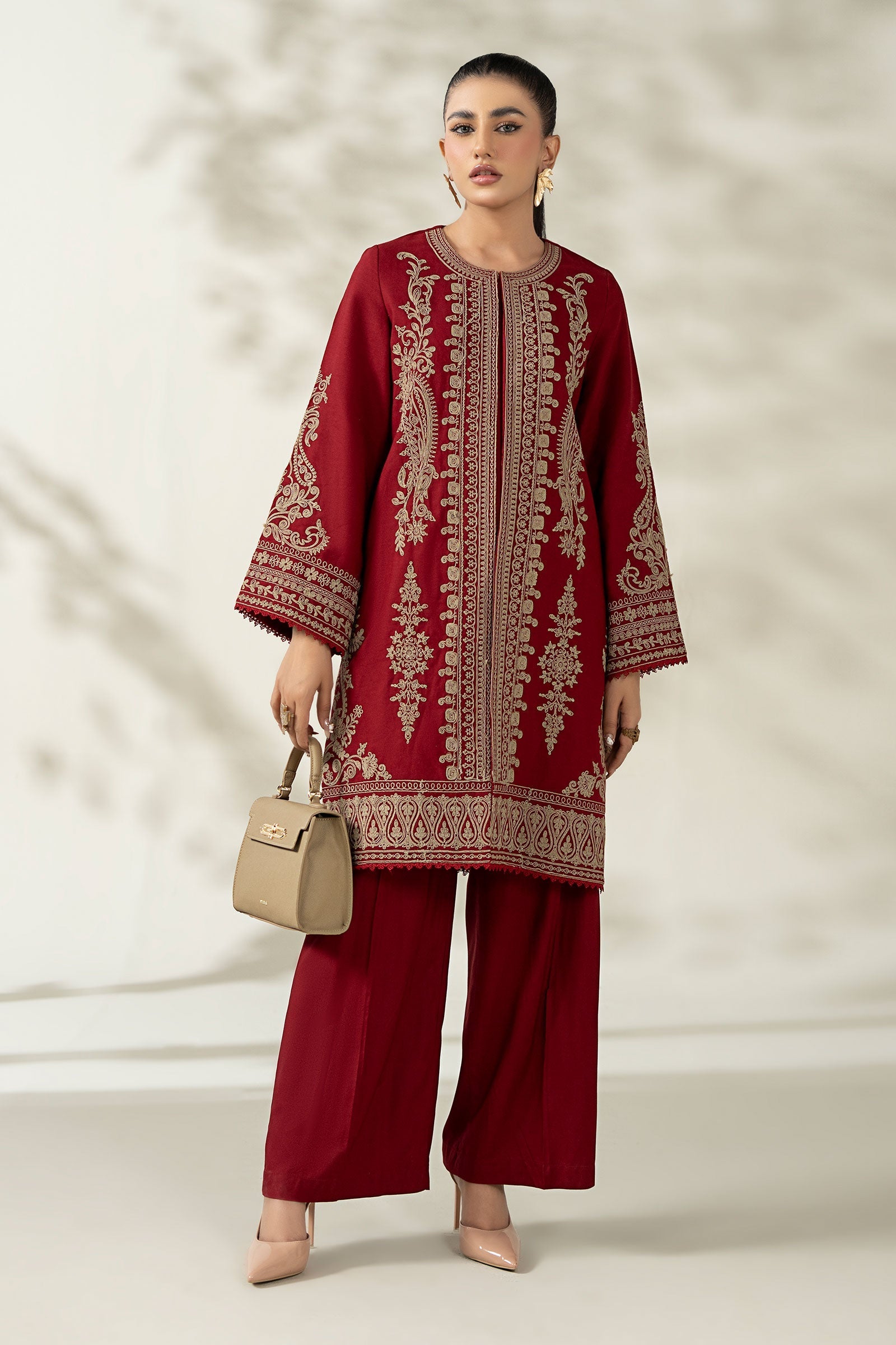 Maria B | Pre Fall Dresses | 3 Piece Embroidered Khaddar Suit ZB - Official Maria B - Agha Fabrics UK