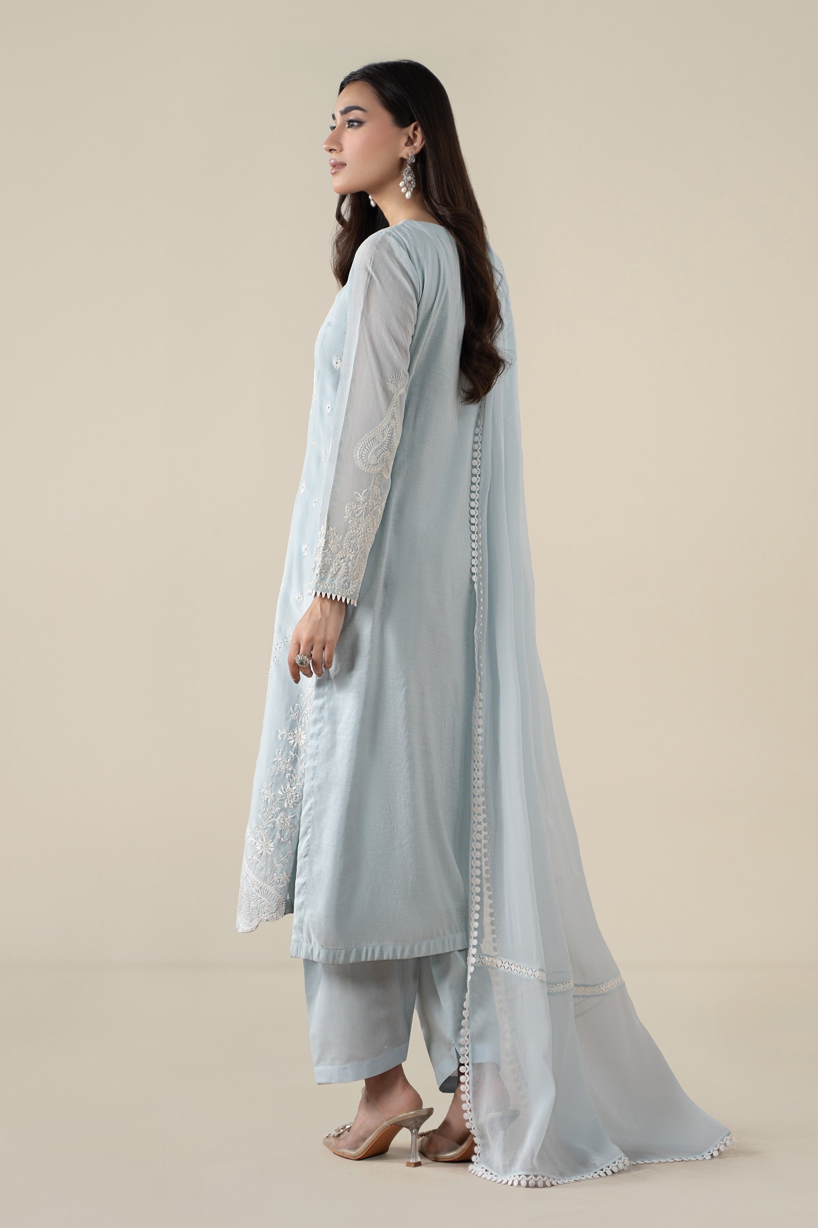 Maria B | Pre Fall Dresses | 3 Piece Embroidered Paper Cotton Suit GG - Official Maria B - Agha Fabrics UK