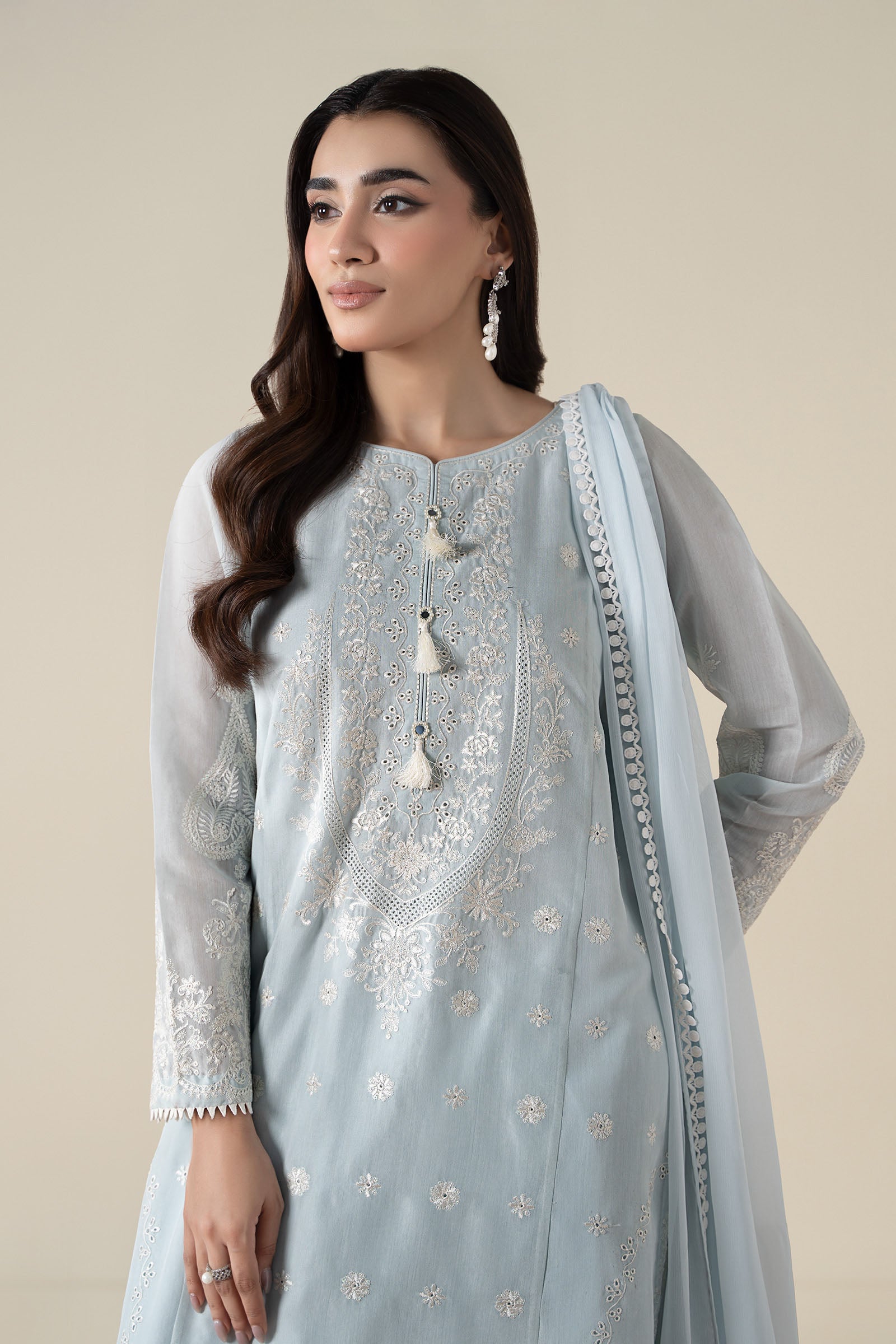 Maria B | Pre Fall Dresses | 3 Piece Embroidered Paper Cotton Suit GG - Official Maria B - Agha Fabrics UK