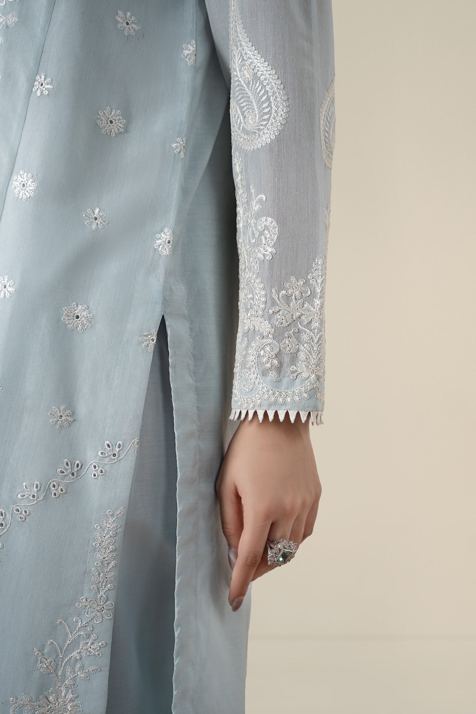 Maria B | Pre Fall Dresses | 3 Piece Embroidered Paper Cotton Suit GG - Official Maria B - Agha Fabrics UK