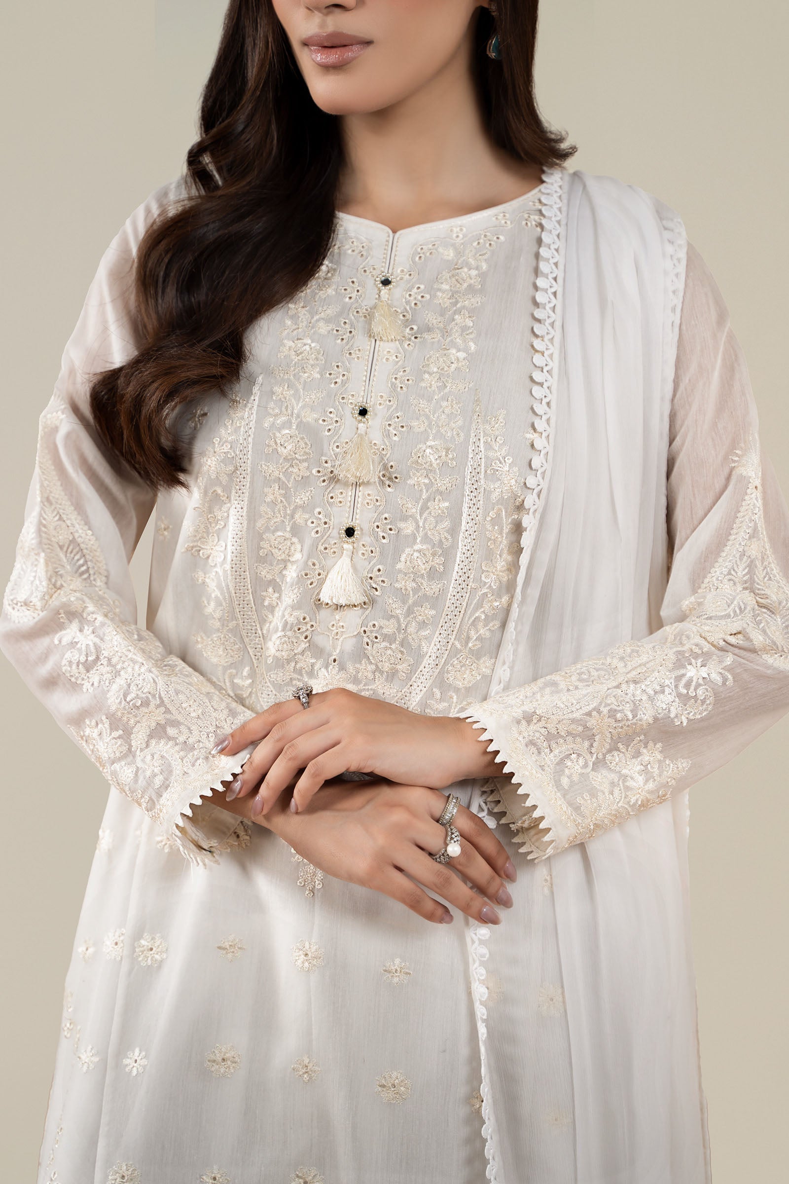 Maria B | Pre Fall Dresses | 3 Piece Embroidered Paper Cotton Suit AA - Official Maria B - Agha Fabrics UK