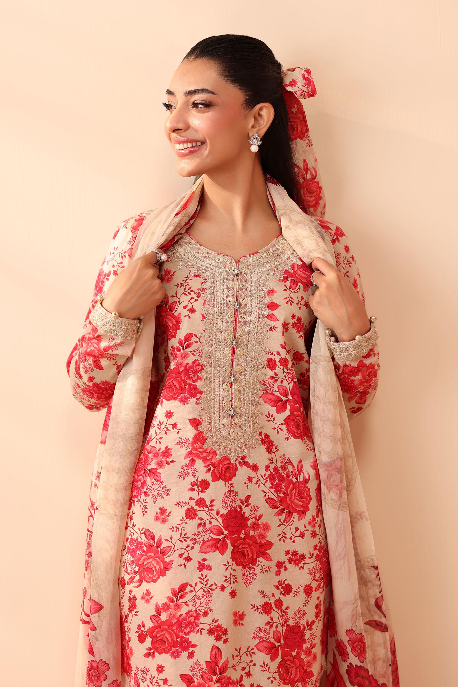 Maria B | Pre Fall Dresses | 3 Piece Embroidered Lawn Suit Pink - Official Maria B - Agha Fabrics UK