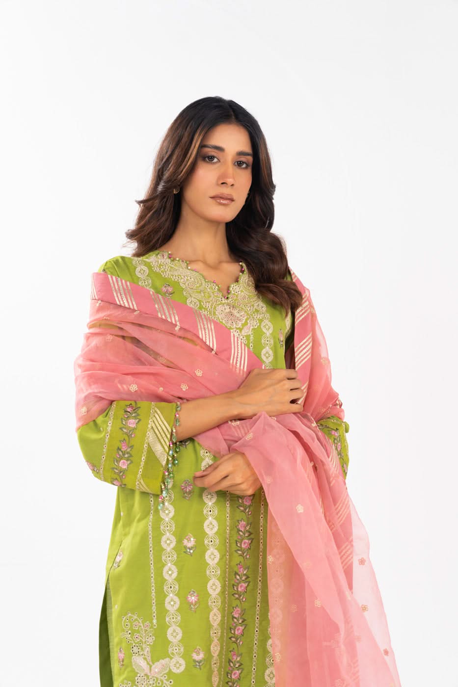AlKaram | Festive Summer 25 | FC-12E-25-Lime Green