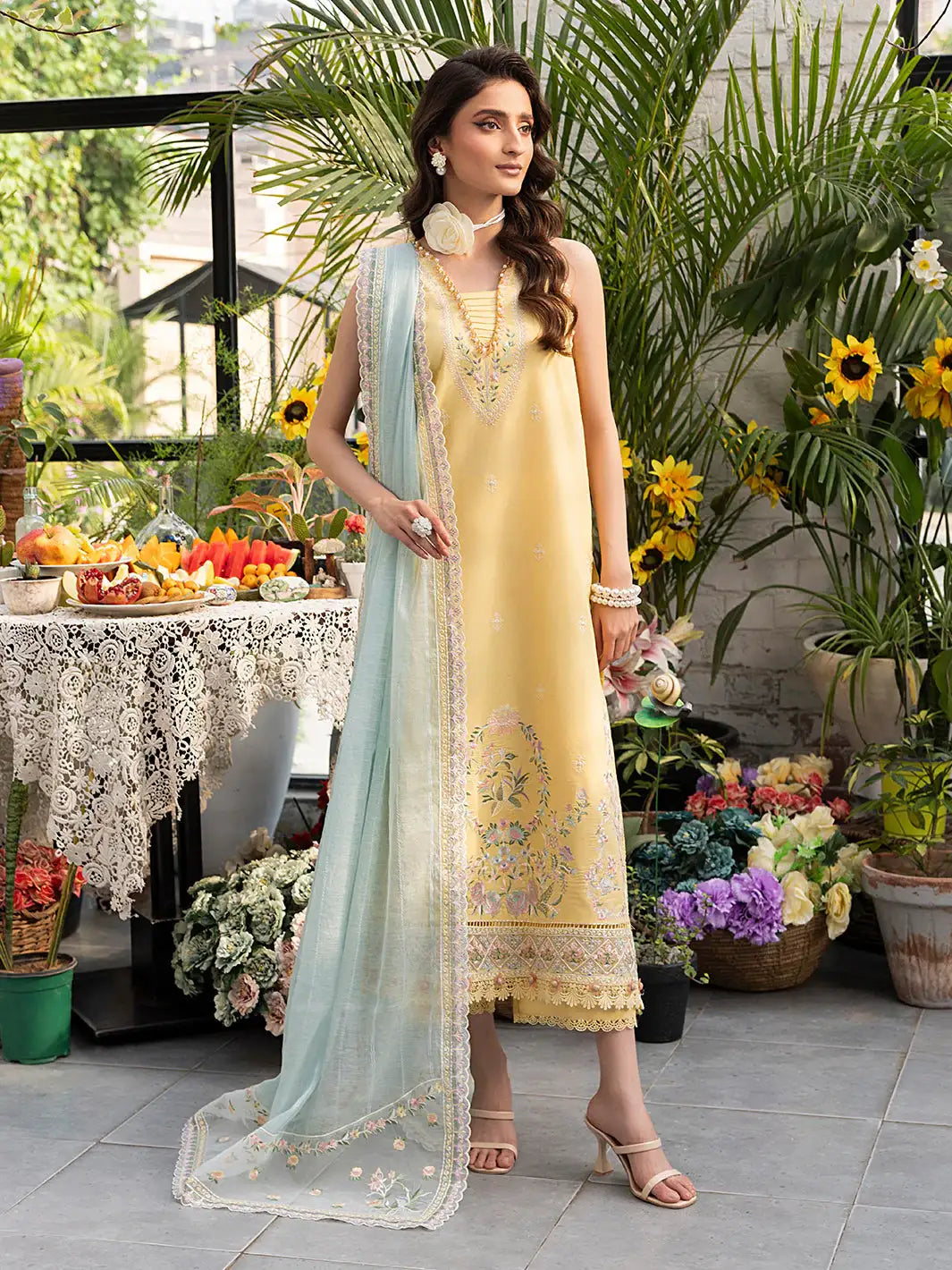 Izel | Meadow Muse Embroidered Lawn 25 | FLEURIS - Official Izel - Agha Fabrics UK