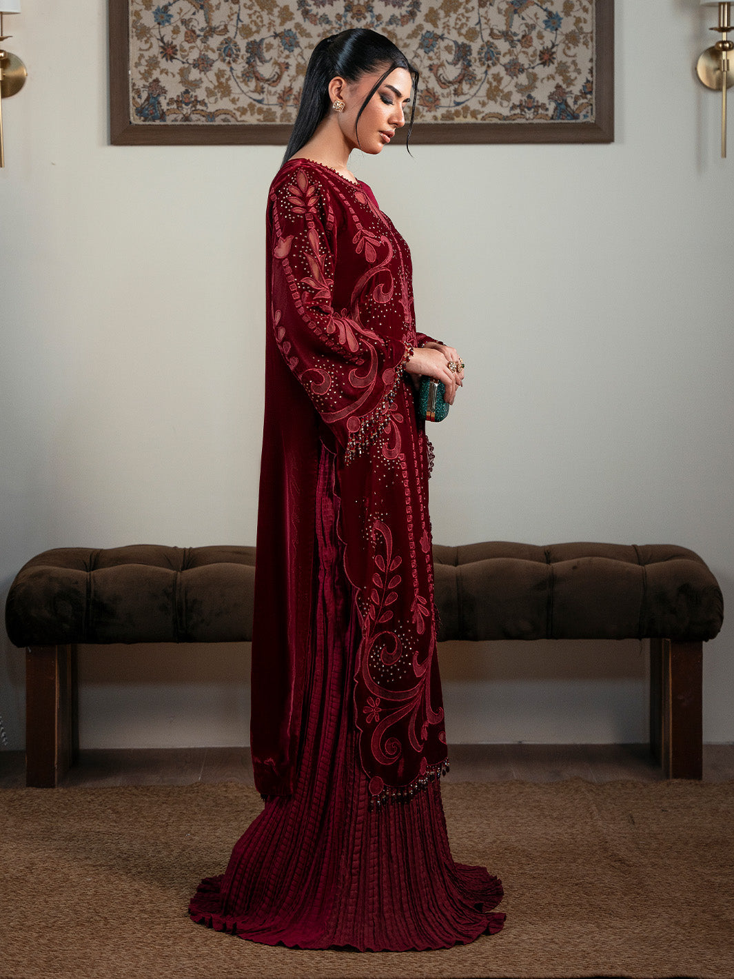 Faiza Faisal | Solene Luxury Velvets | ROUGE - Official Faiza Faisal - Agha Fabrics UK