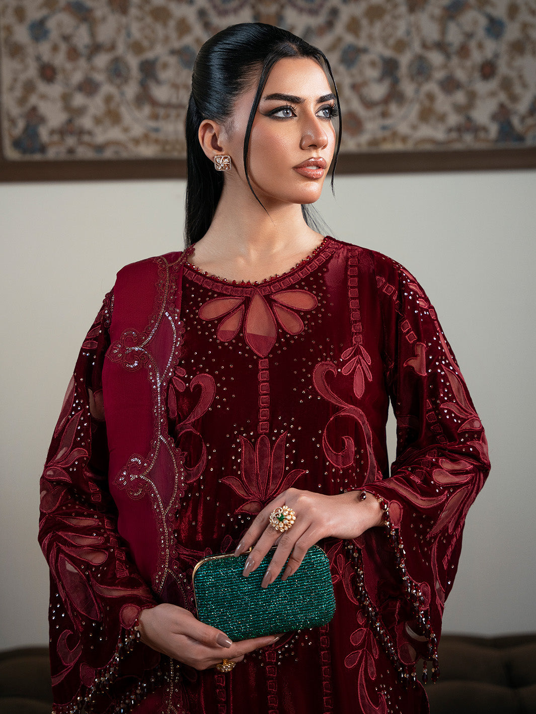 Faiza Faisal | Solene Luxury Velvets | ROUGE - Official Faiza Faisal - Agha Fabrics UK