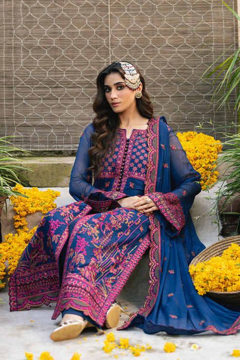 Maryum N Maria | Gulnaar Formals | 3 Piece Embroidered Chiffon ROKSANA - FSU5653