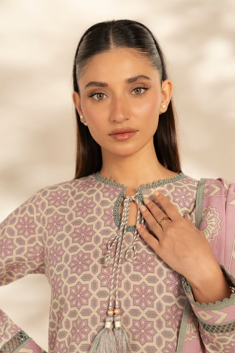 Al Karam | Winter 25 | FW-106.1-25-1-Pink/Off White - Official Al Karam - Agha Fabrics UK