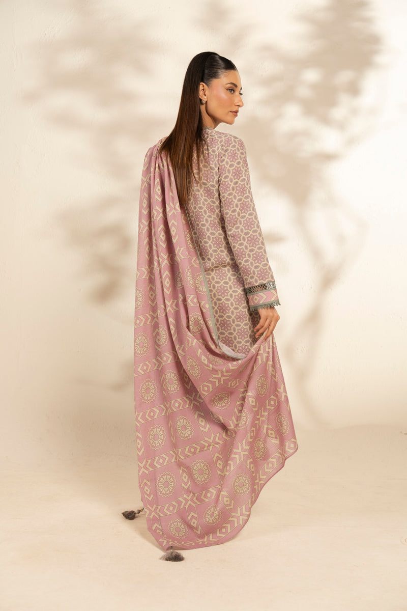 Al Karam | Winter 25 | FW-106.1-25-1-Pink/Off White - Official Al Karam - Agha Fabrics UK