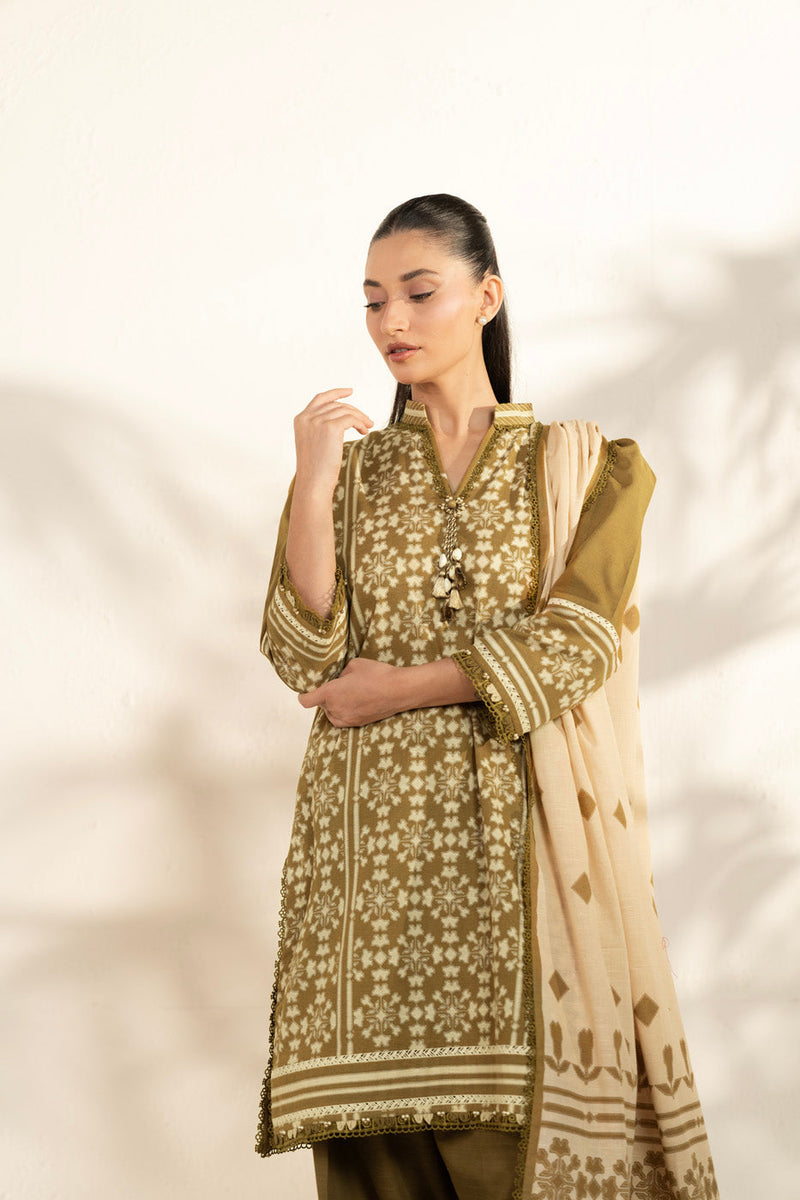 Al Karam | Winter 25 | FW-162.1-25-1-Olive Green - Official Al Karam - Agha Fabrics UK