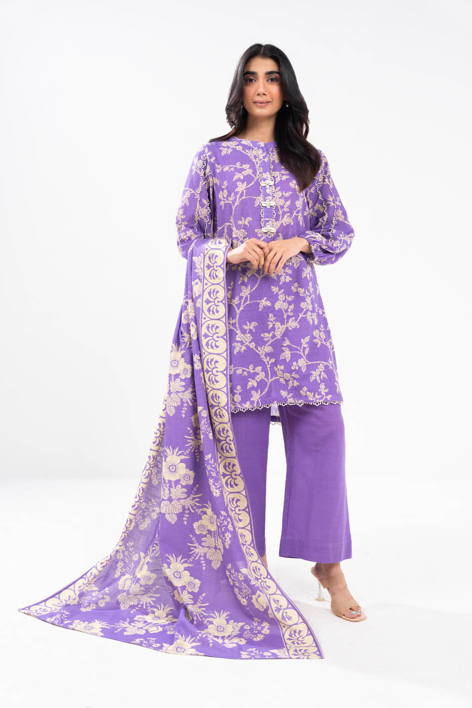 Winter Collection - Al Karam - Unstitched 24 - FW-27.1-24-PURPLE - Official Al Karam - Agha Fabrics UK